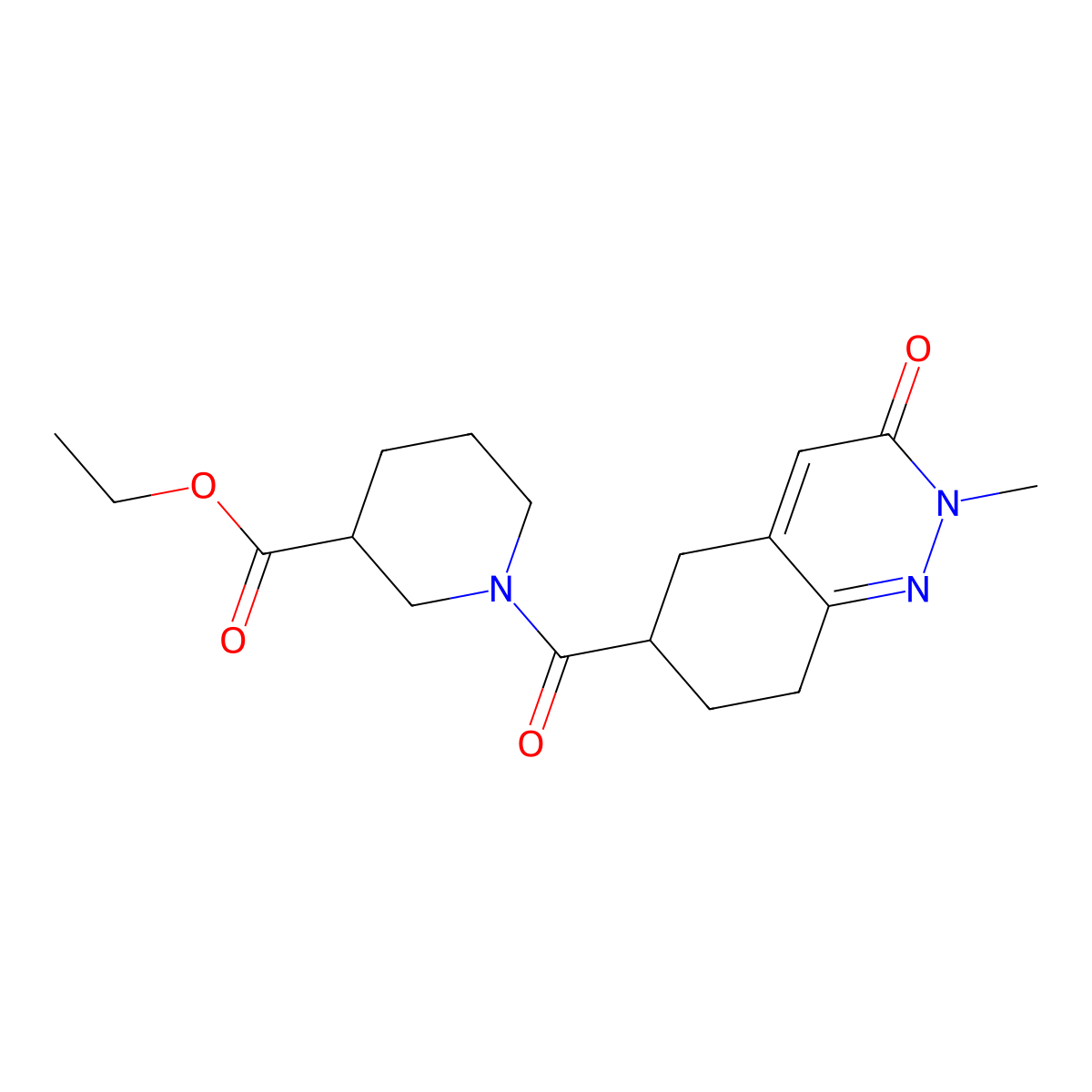 Ethyl 1-(2-methyl-3-oxo-2,3,5,6,7,8-hexahydrocinnoline-6-carbonyl)piperidine-3-carboxylate molecular structure, CAS 2034347-27-6