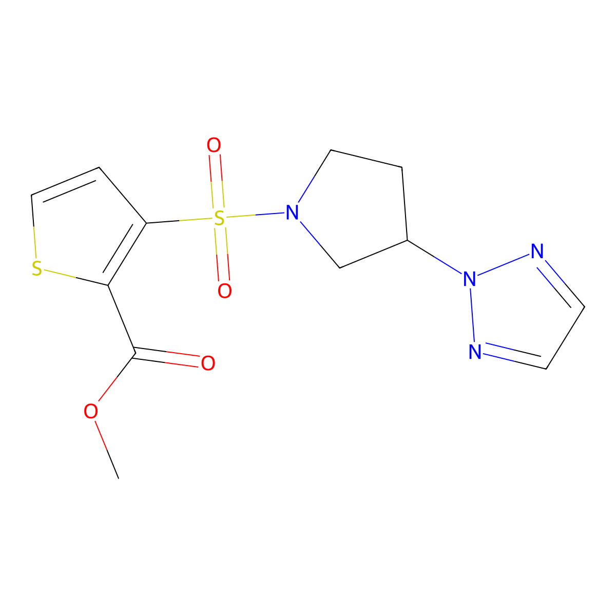 methyl 3-((3-(2H-1,2,3-triazol-2-yl)pyrrolidin-1-yl)sulfonyl)thiophene-2-carboxylate molecular structure, CAS 2034347-32-3