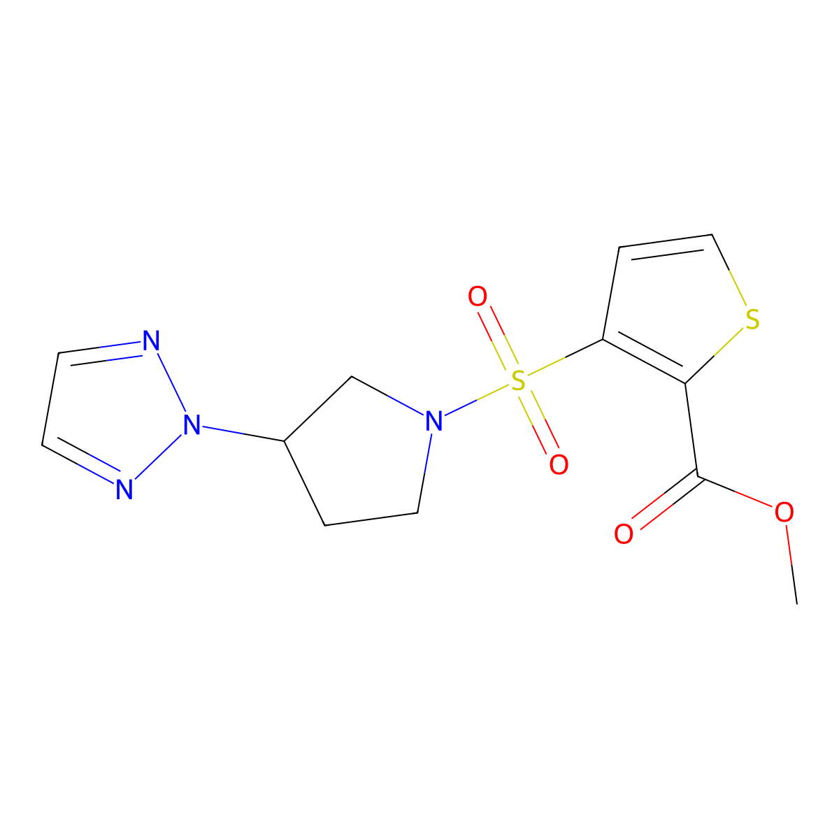 methyl 3-((3-(2H-1,2,3-triazol-2-yl)pyrrolidin-1-yl)sulfonyl)thiophene-2-carboxylate molecular structure, CAS 2034347-32-3