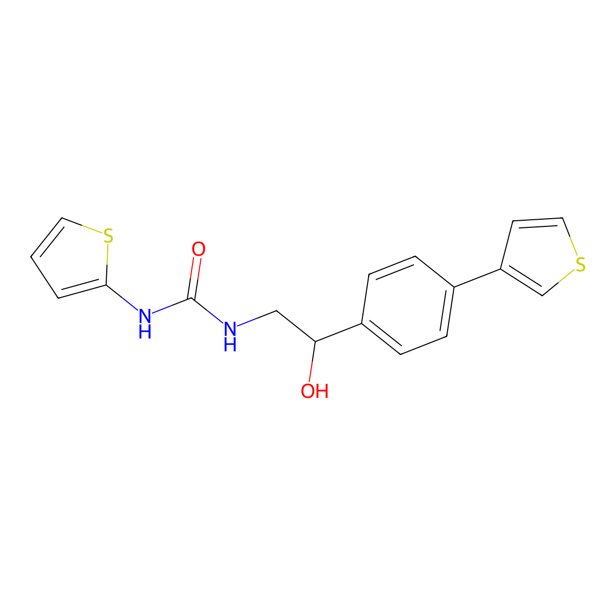 1-(2-Hydroxy-2-(4-(thiophen-3-yl)phenyl)ethyl)-3-(thiophen-2-yl)urea molecular structure, CAS 2034347-33-4