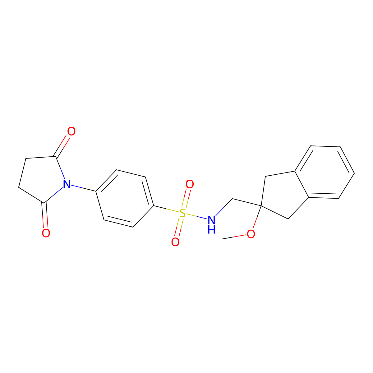 4-(2,5-dioxopyrrolidin-1-yl)-N-((2-methoxy-2,3-dihydro-1H-inden-2-yl)methyl)benzenesulfonamide molecular structure, CAS 2034347-36-7
