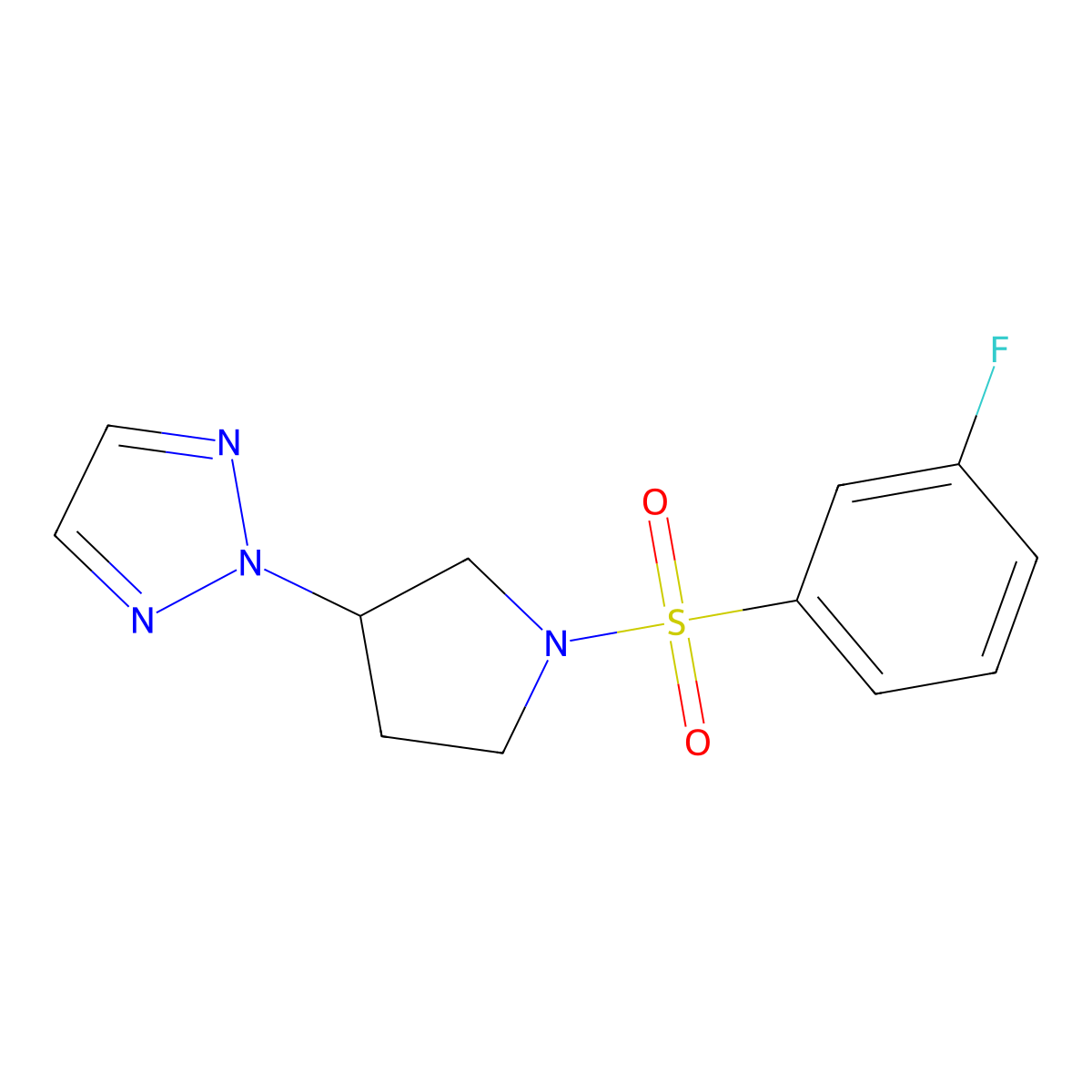 2-(1-((3-fluorophenyl)sulfonyl)pyrrolidin-3-yl)-2H-1,2,3-triazole molecular structure, CAS 2034347-42-5