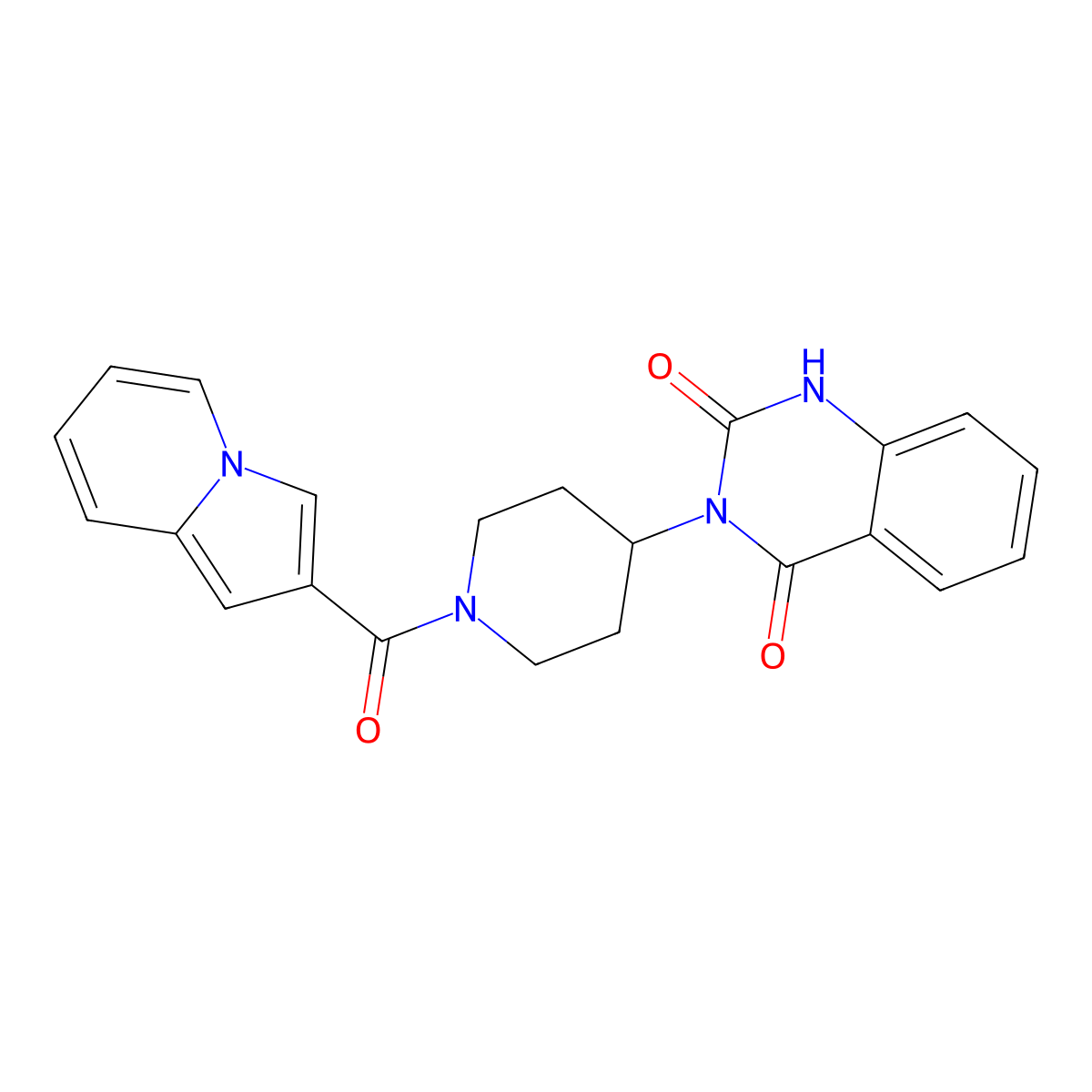 3-(1-(indolizine-2-carbonyl)piperidin-4-yl)quinazoline-2,4(1H,3H)-dione molecular structure, CAS 2034347-52-7