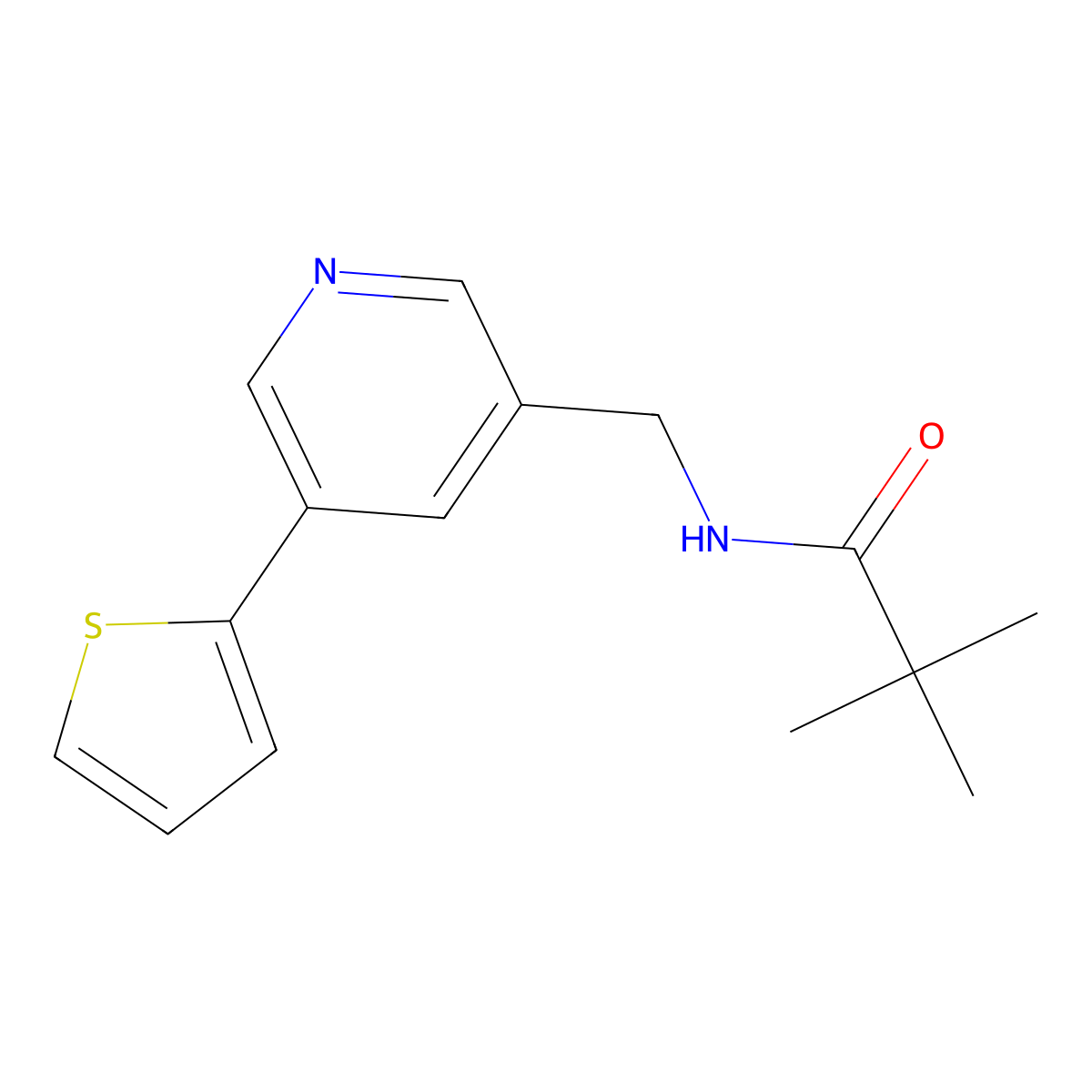 N-((5-(thiophen-2-yl)pyridin-3-yl)methyl)pivalamide molecular structure, CAS 2034347-71-0