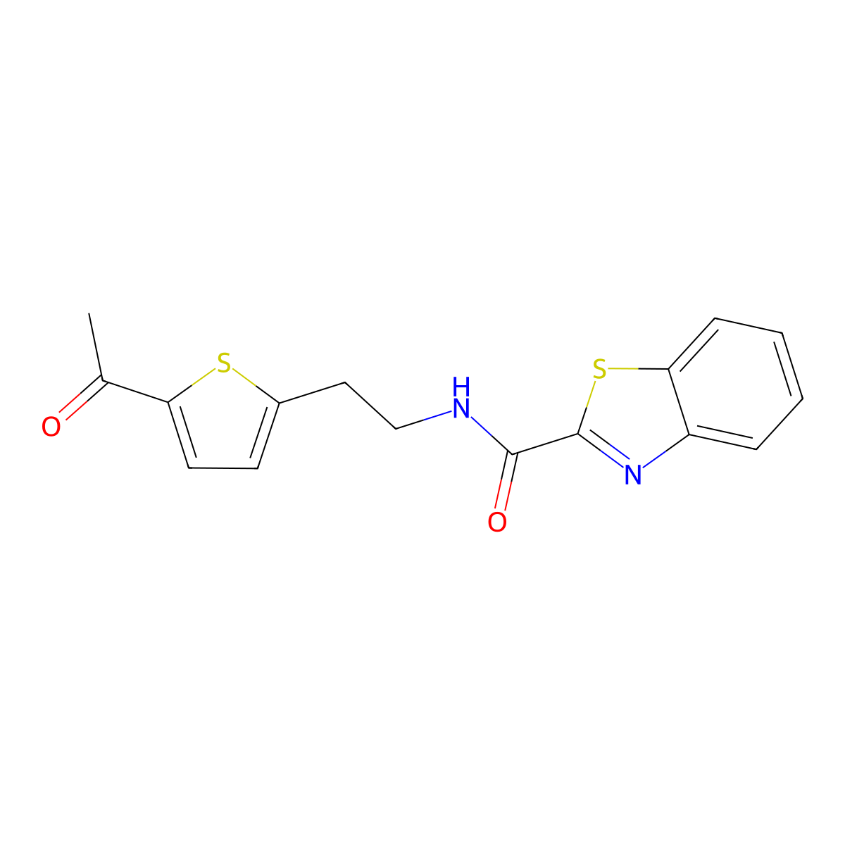 N-(2-(5-acetylthiophen-2-yl)ethyl)benzo[d]thiazole-2-carboxamide molecular structure, CAS 2034347-79-8