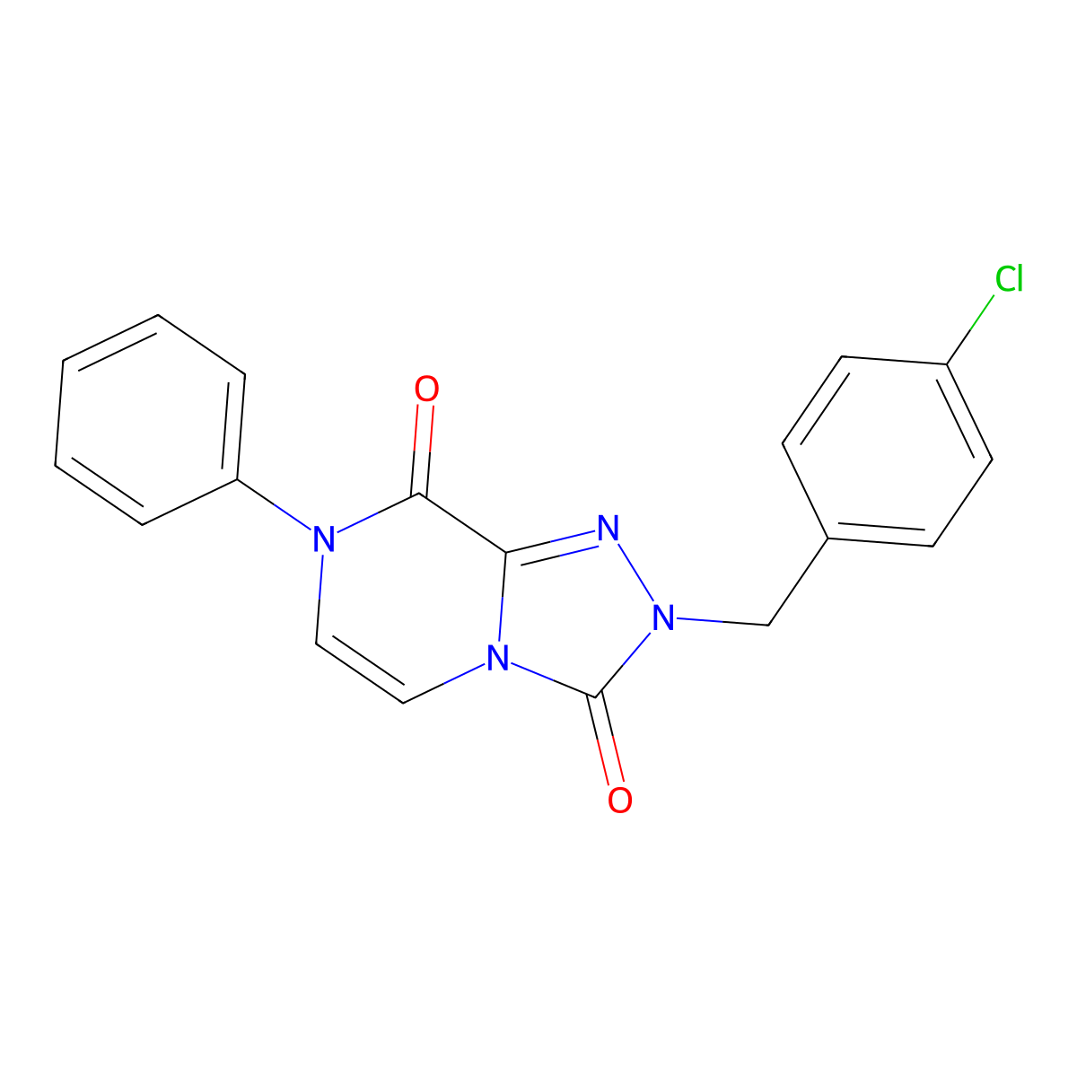 2-(4-chlorobenzyl)-7-phenyl-[1,2,4]triazolo[4,3-a]pyrazine-3,8(2H,7H)-dione molecular structure, CAS 2034347-83-4