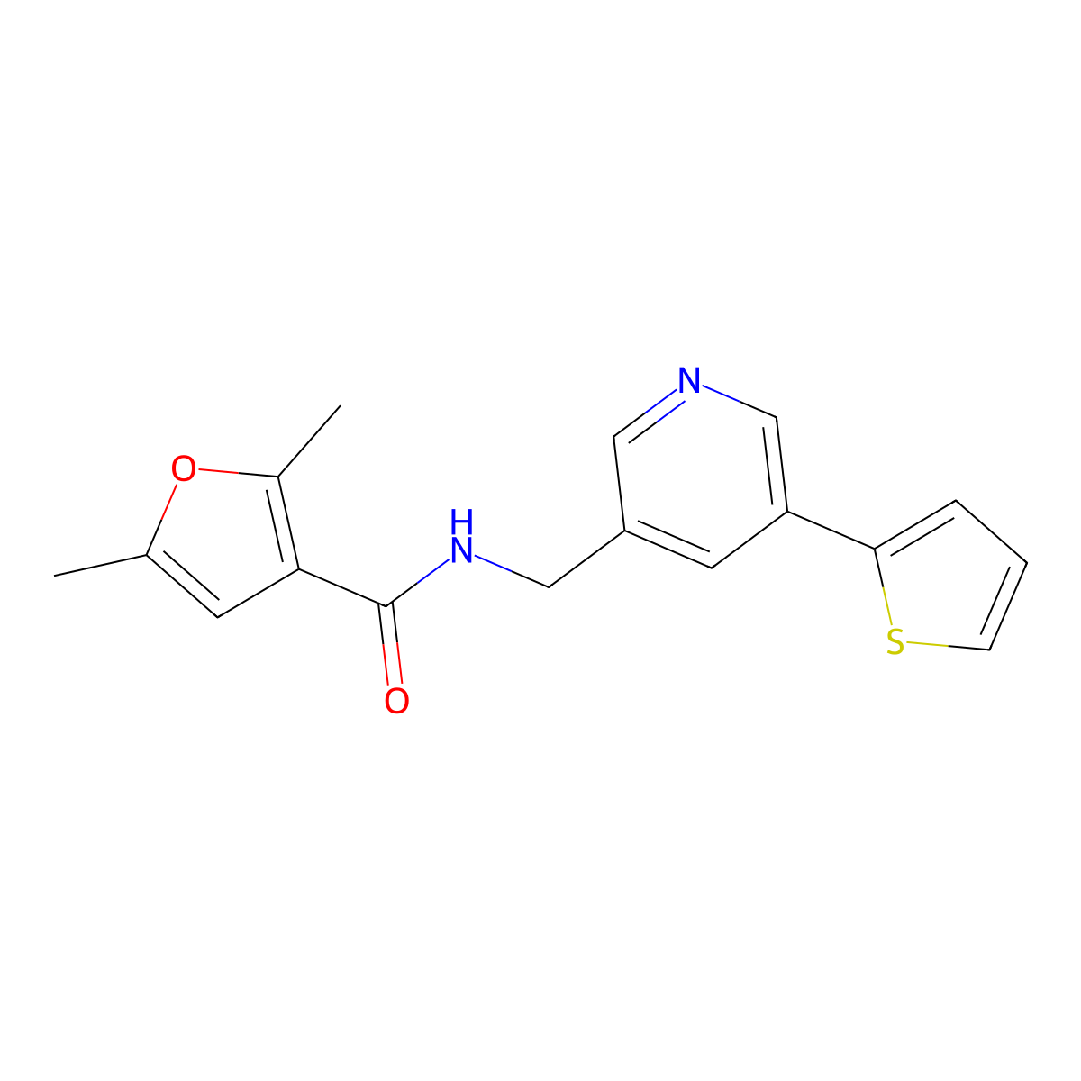 2,5-dimethyl-N-{[5-(thiophen-2-yl)pyridin-3-yl]methyl}furan-3-carboxamide molecular structure, CAS 2034347-87-8