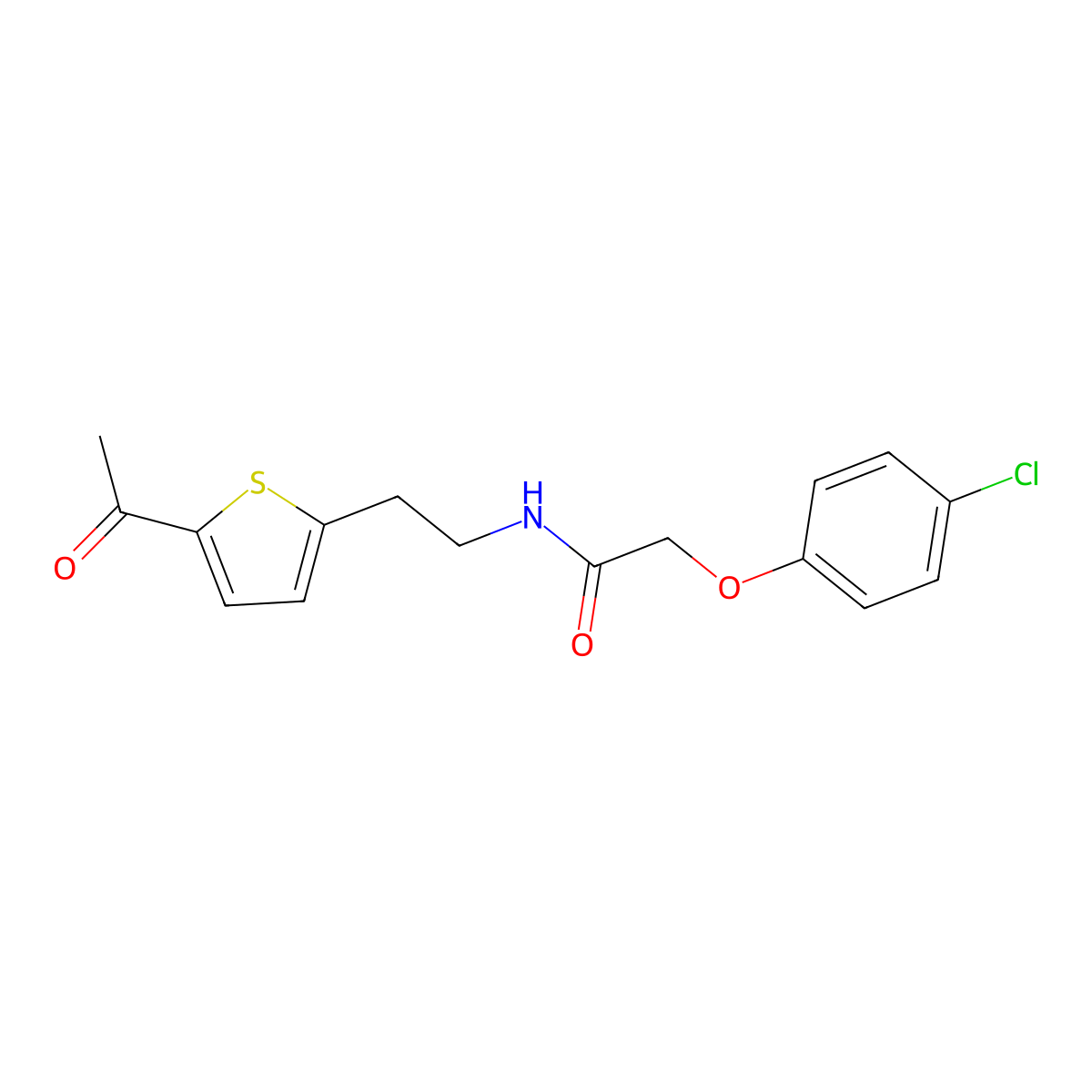 N-(2-(5-acetylthiophen-2-yl)ethyl)-2-(4-chlorophenoxy)acetamide molecular structure, CAS 2034347-94-7