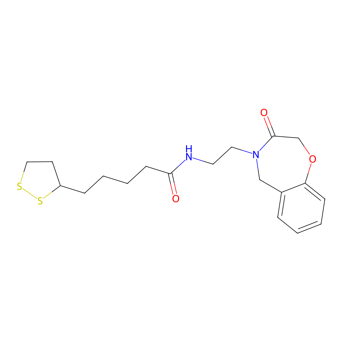 5-(1,2-dithiolan-3-yl)-N-(2-(3-oxo-2,3-dihydrobenzo[f][1,4]oxazepin-4(5H)-yl)ethyl)pentanamide molecular structure, CAS 2034347-98-1