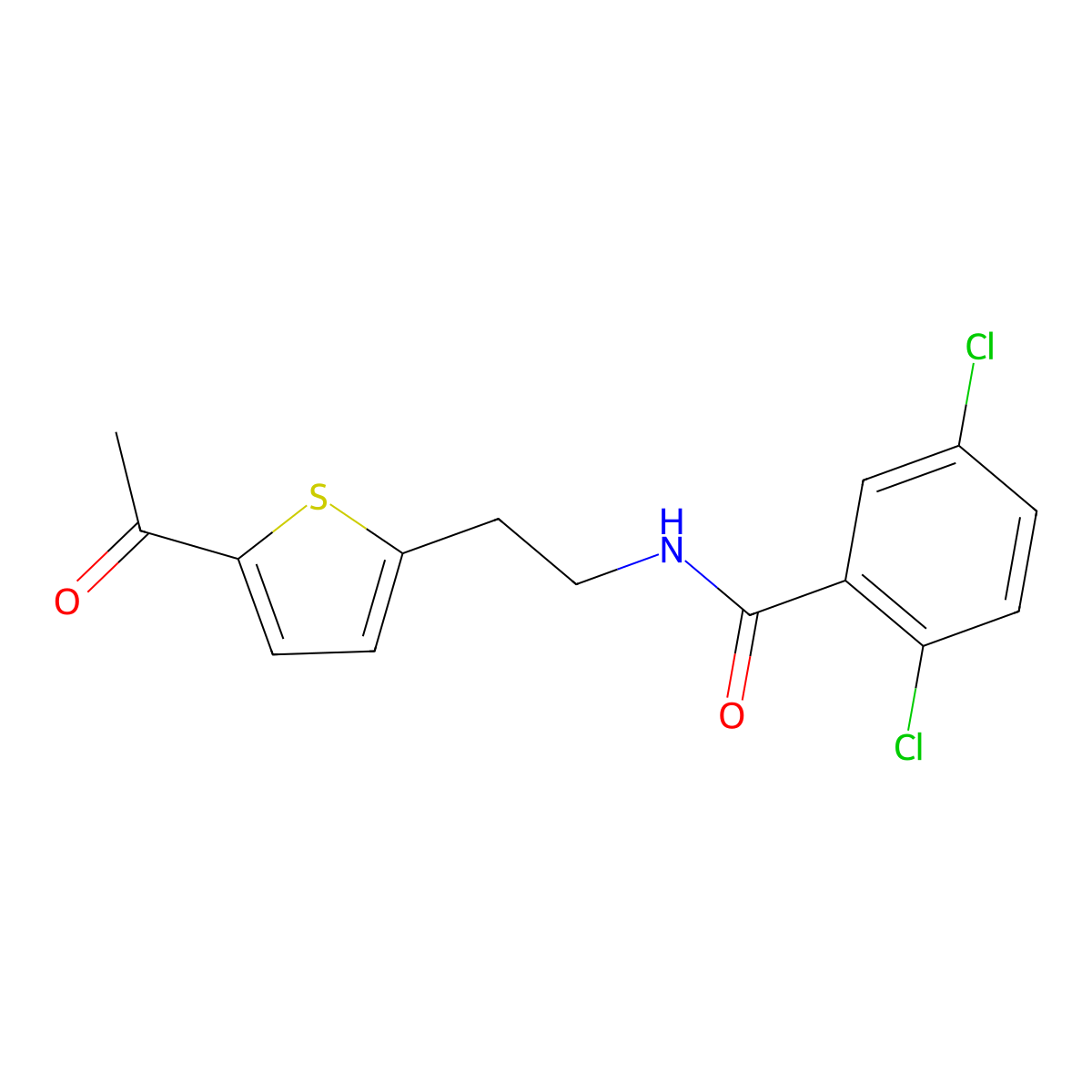 N-(2-(5-acetylthiophen-2-yl)ethyl)-2,5-dichlorobenzamide molecular structure, CAS 2034348-00-8
