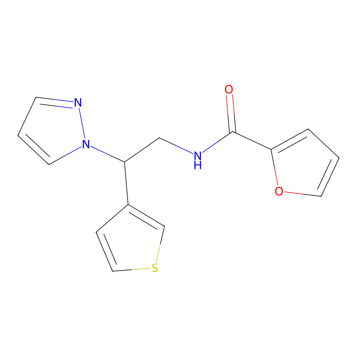 N-(2-(1H-pyrazol-1-yl)-2-(thiophen-3-yl)ethyl)furan-2-carboxamide molecular structure, CAS 2034348-02-0