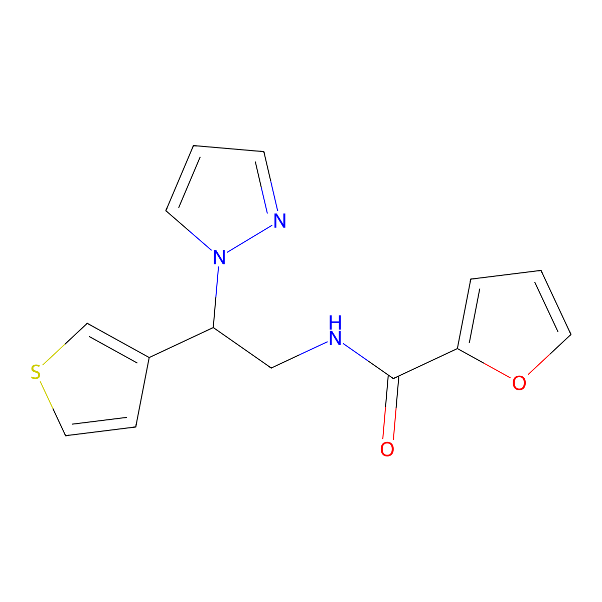 N-(2-(1H-pyrazol-1-yl)-2-(thiophen-3-yl)ethyl)furan-2-carboxamide molecular structure, CAS 2034348-02-0