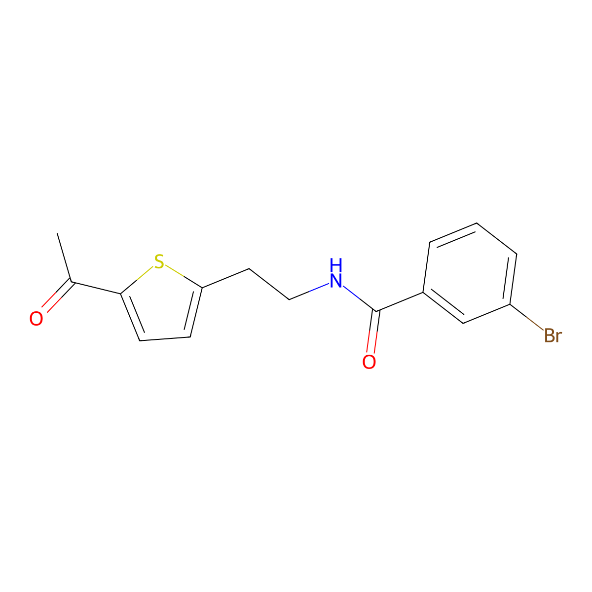 N-[2-(5-acetylthiophen-2-yl)ethyl]-3-bromobenzamide molecular structure, CAS 2034348-08-6