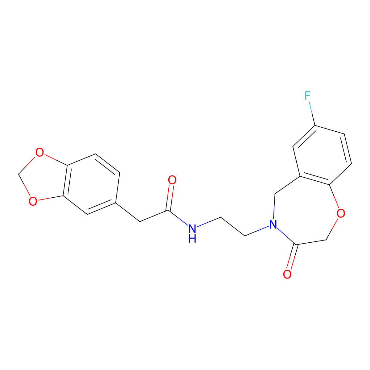 2-(benzo[d][1,3]dioxol-5-yl)-N-(2-(7-fluoro-3-oxo-2,3-dihydrobenzo[f][1,4]oxazepin-4(5H)-yl)ethyl)acetamide molecular structure, CAS 2034348-10-0