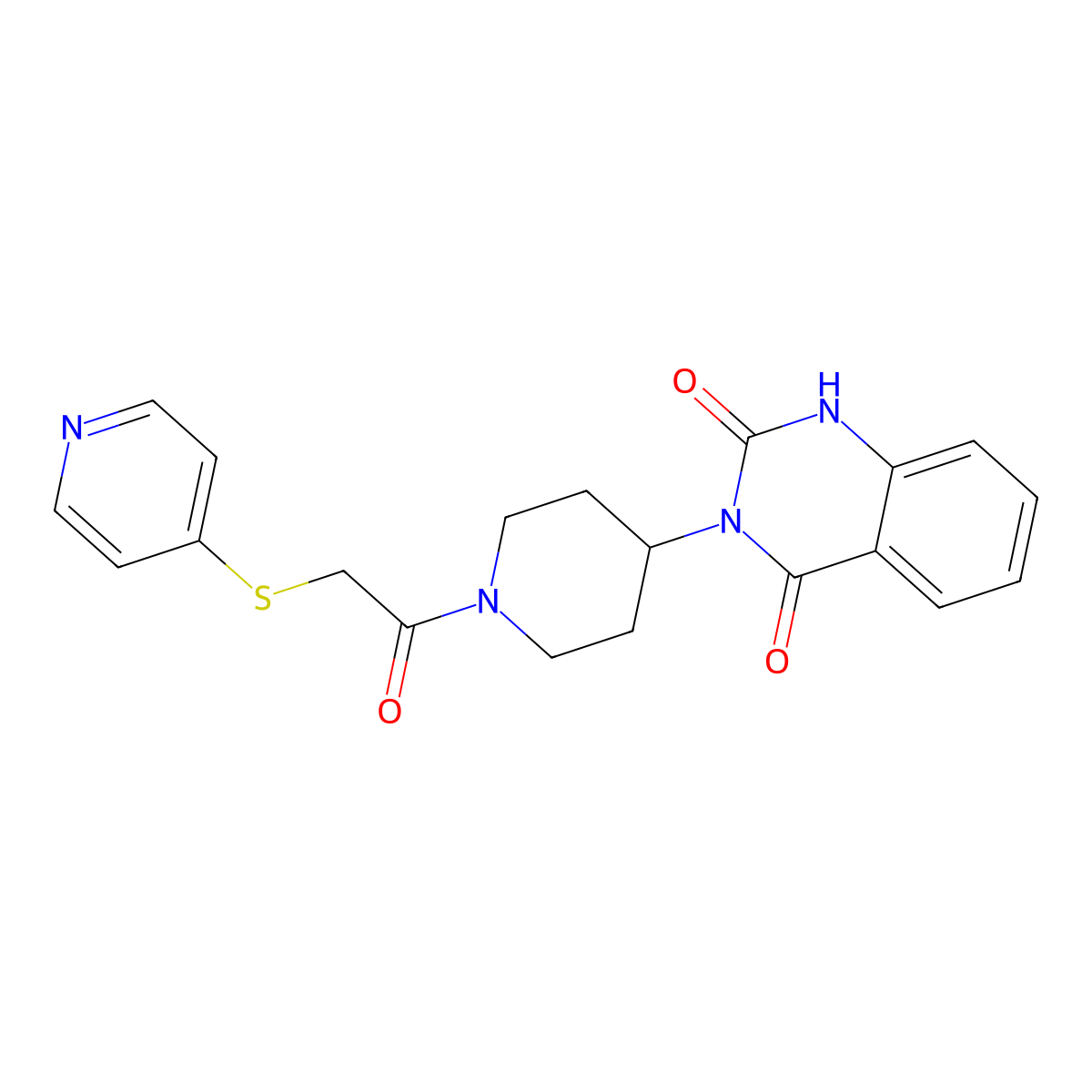 3-(1-(2-(pyridin-4-ylthio)acetyl)piperidin-4-yl)quinazoline-2,4(1H,3H)-dione molecular structure, CAS 2034348-19-9