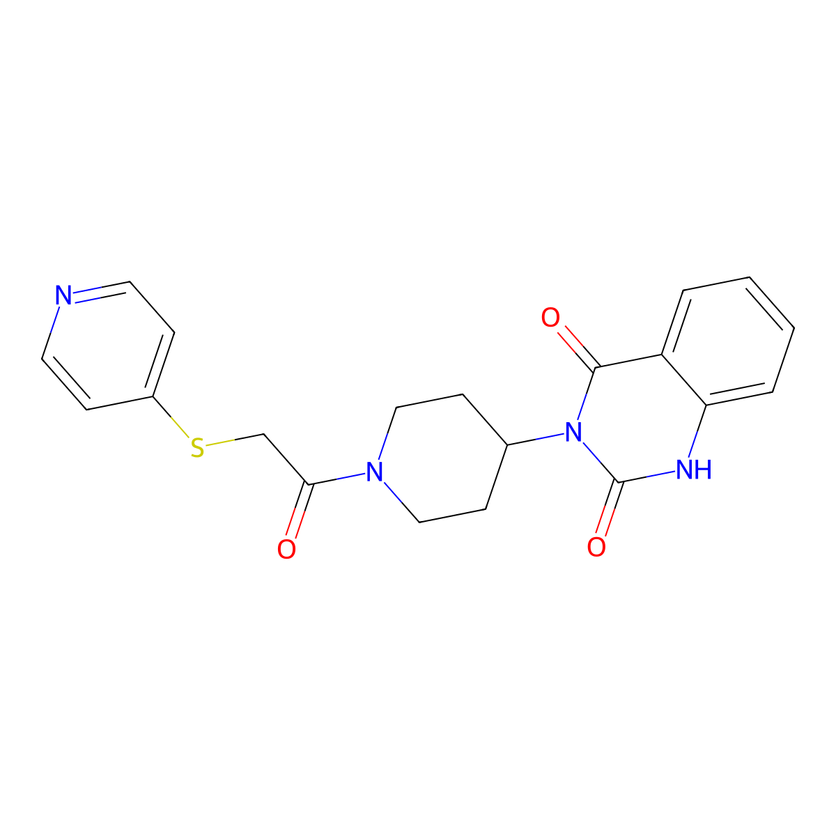 3-(1-(2-(pyridin-4-ylthio)acetyl)piperidin-4-yl)quinazoline-2,4(1H,3H)-dione molecular structure, CAS 2034348-19-9