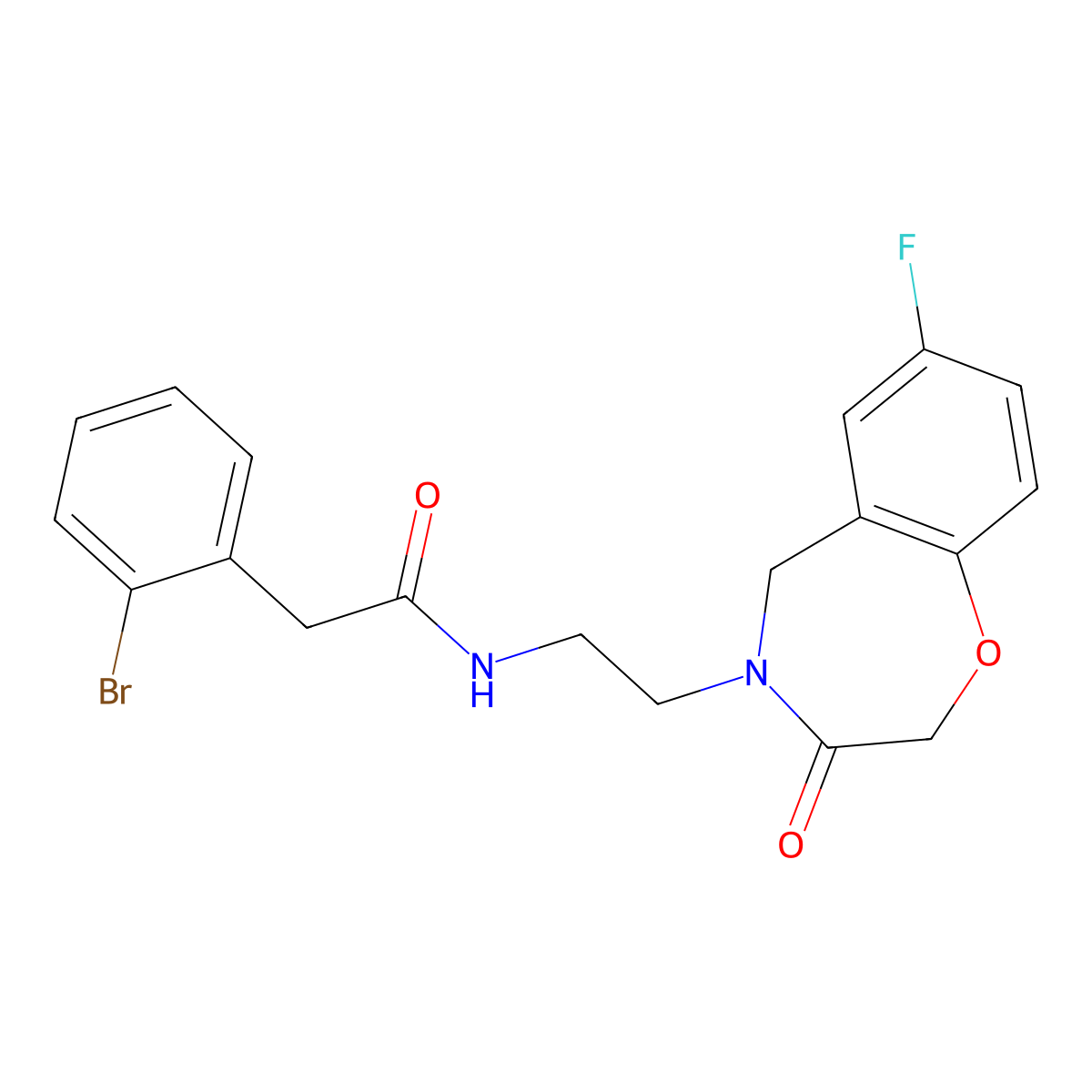2-(2-bromophenyl)-N-(2-(7-fluoro-3-oxo-2,3-dihydrobenzo[f][1,4]oxazepin-4(5H)-yl)ethyl)acetamide molecular structure, CAS 2034348-20-2