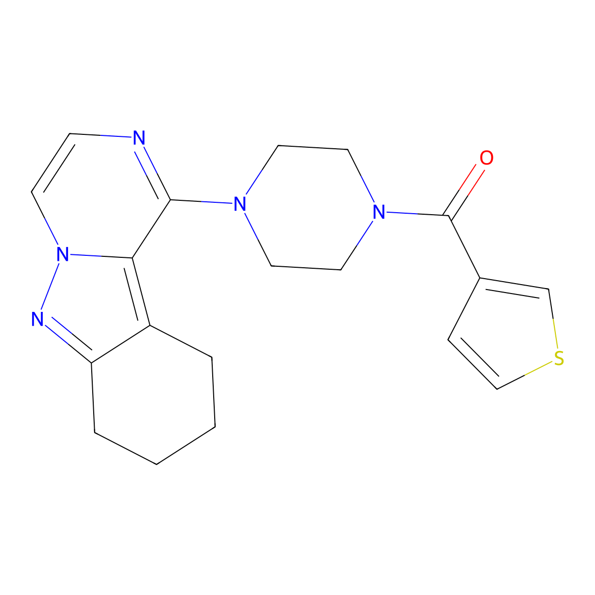 1-[4-(3-Thienylcarbonyl)piperazin-1-yl]-7,8,9,10-tetrahydropyrazino[1,2-b]indazole molecular structure, CAS 2034348-22-4