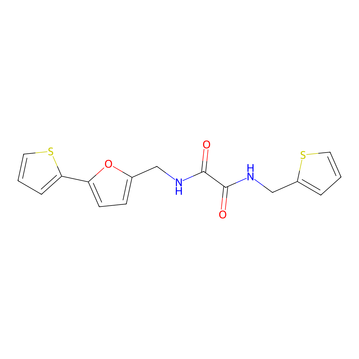 N1-((5-(thiophen-2-yl)furan-2-yl)methyl)-N2-(thiophen-2-ylmethyl)oxalamide molecular structure, CAS 2034348-29-1