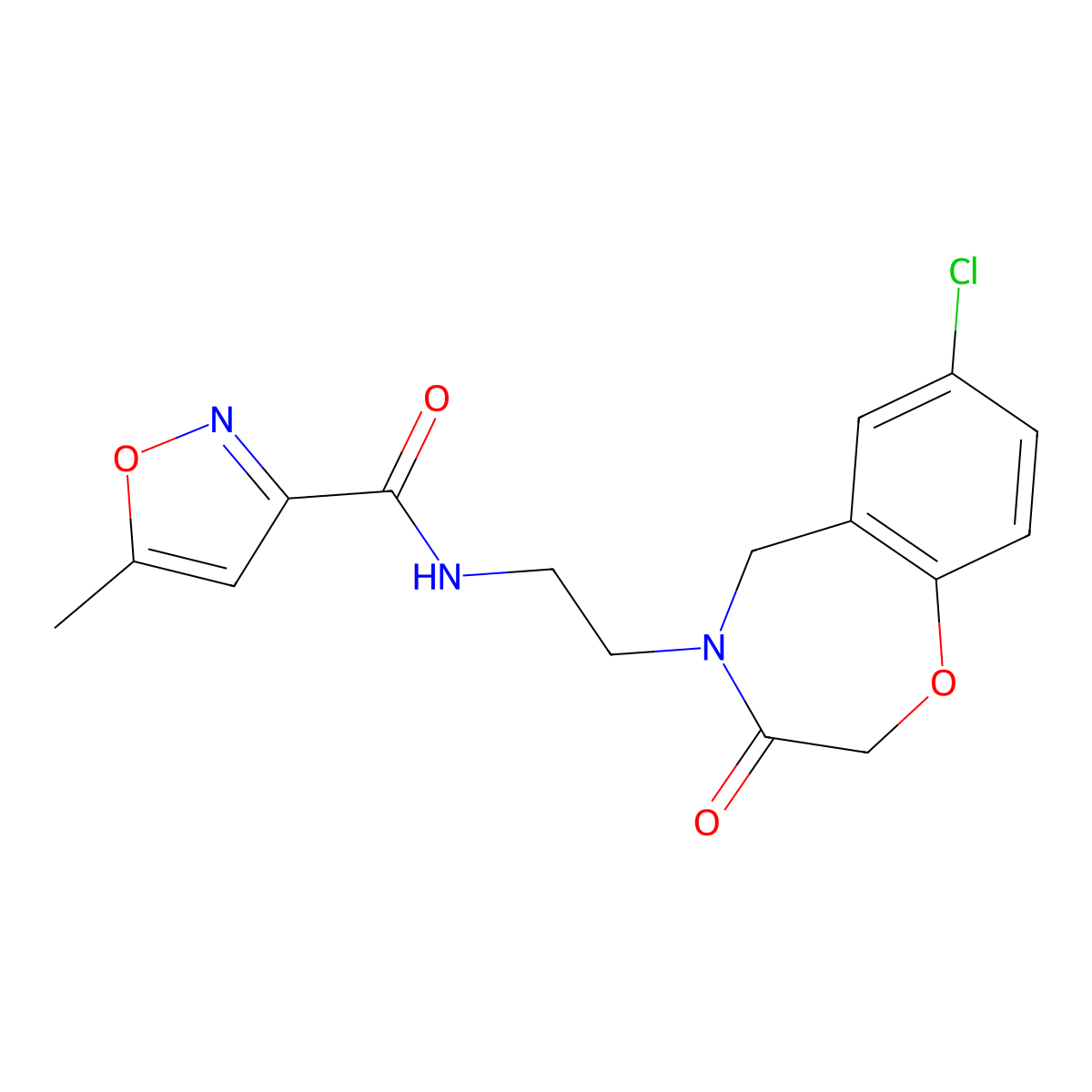 N-(2-(7-chloro-3-oxo-2,3-dihydrobenzo[f][1,4]oxazepin-4(5H)-yl)ethyl)-5-methylisoxazole-3-carboxamide molecular structure, CAS 2034348-34-8