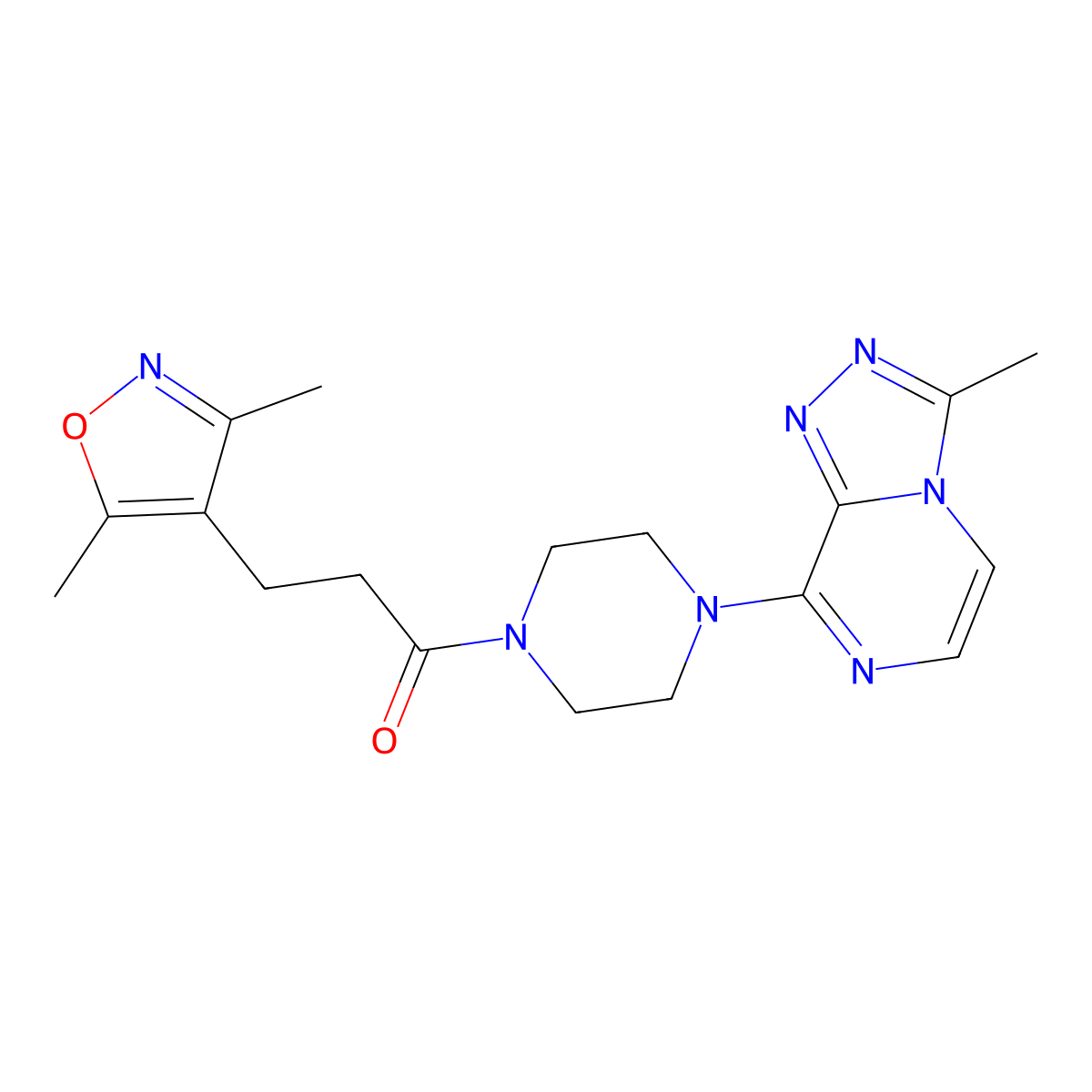3-(3,5-Dimethylisoxazol-4-yl)-1-(4-(3-methyl-[1,2,4]triazolo[4,3-a]pyrazin-8-yl)piperazin-1-yl)propan-1-one molecular structure, CAS 2034348-38-2