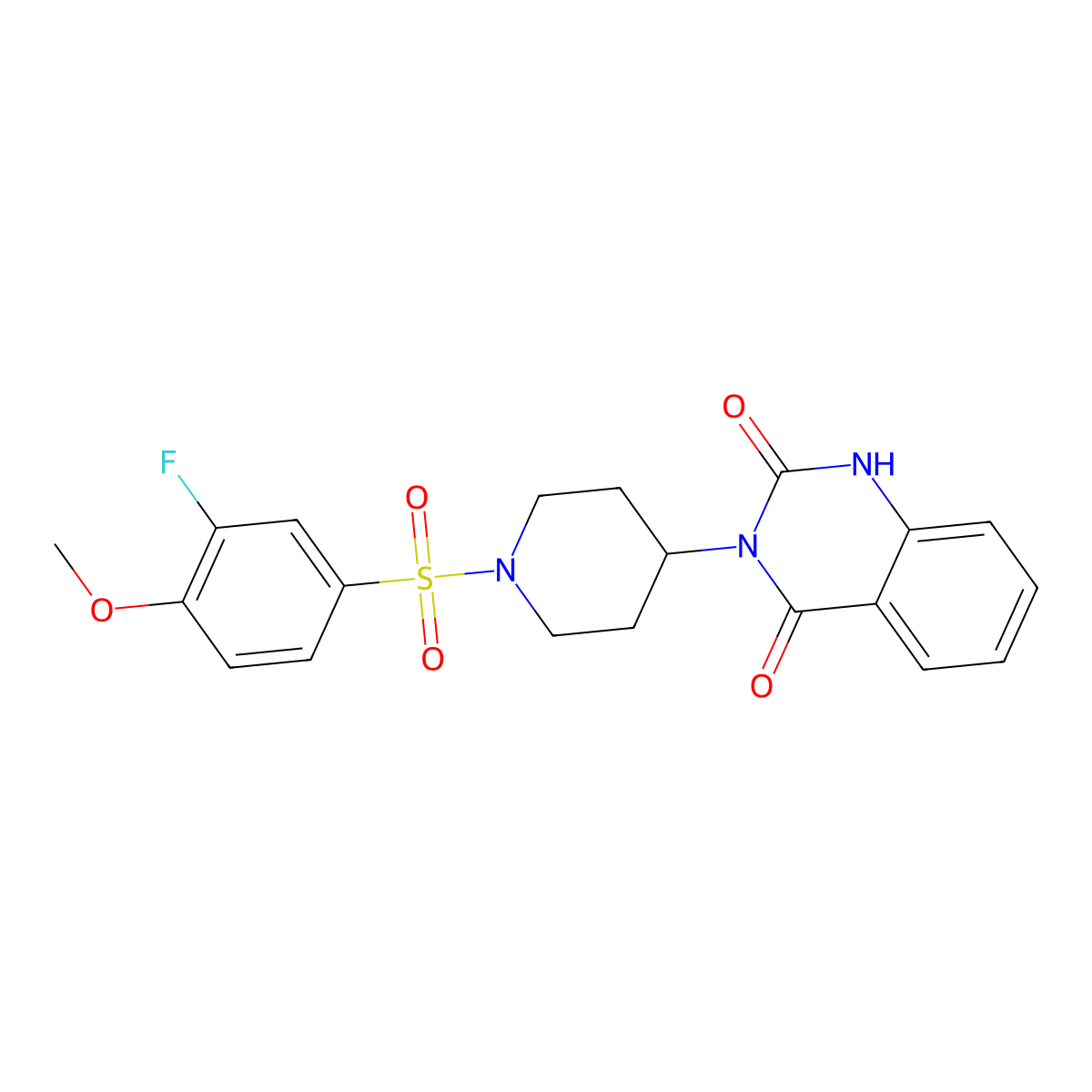 3-(1-((3-fluoro-4-methoxyphenyl)sulfonyl)piperidin-4-yl)quinazoline-2,4(1H,3H)-dione molecular structure, CAS 2034348-44-0