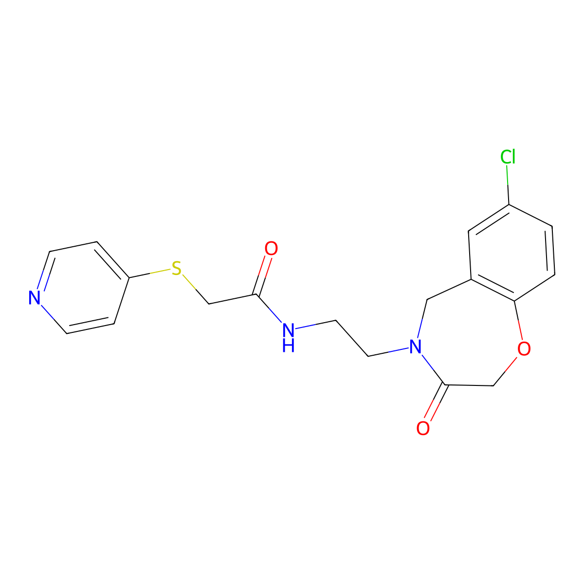 N-(2-(7-chloro-3-oxo-2,3-dihydrobenzo[f][1,4]oxazepin-4(5H)-yl)ethyl)-2-(pyridin-4-ylthio)acetamide molecular structure, CAS 2034348-51-9