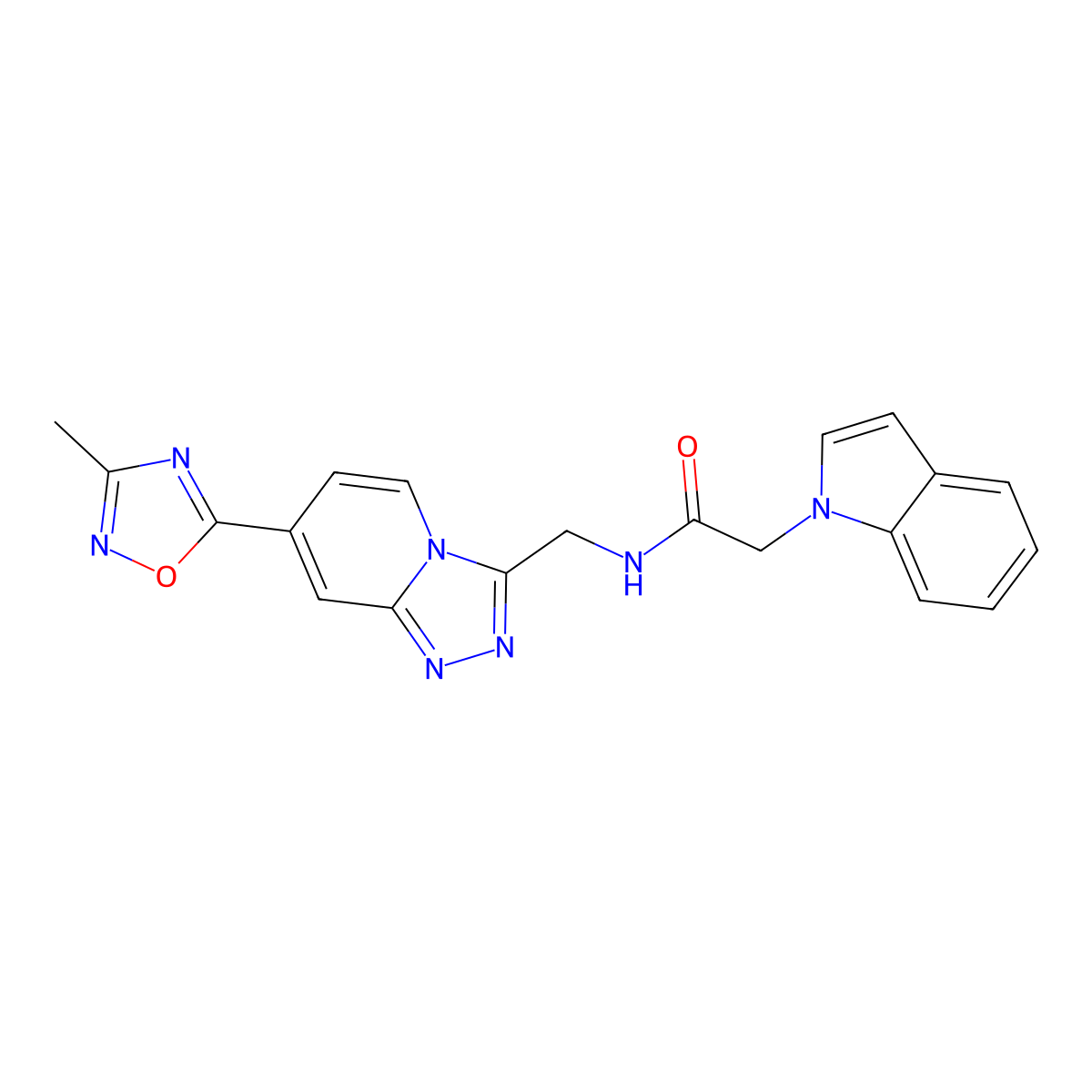 2-(1H-indol-1-yl)-N-((7-(3-methyl-1,2,4-oxadiazol-5-yl)-[1,2,4]triazolo[4,3-a]pyridin-3-yl)methyl)acetamide molecular structure, CAS 2034348-52-0