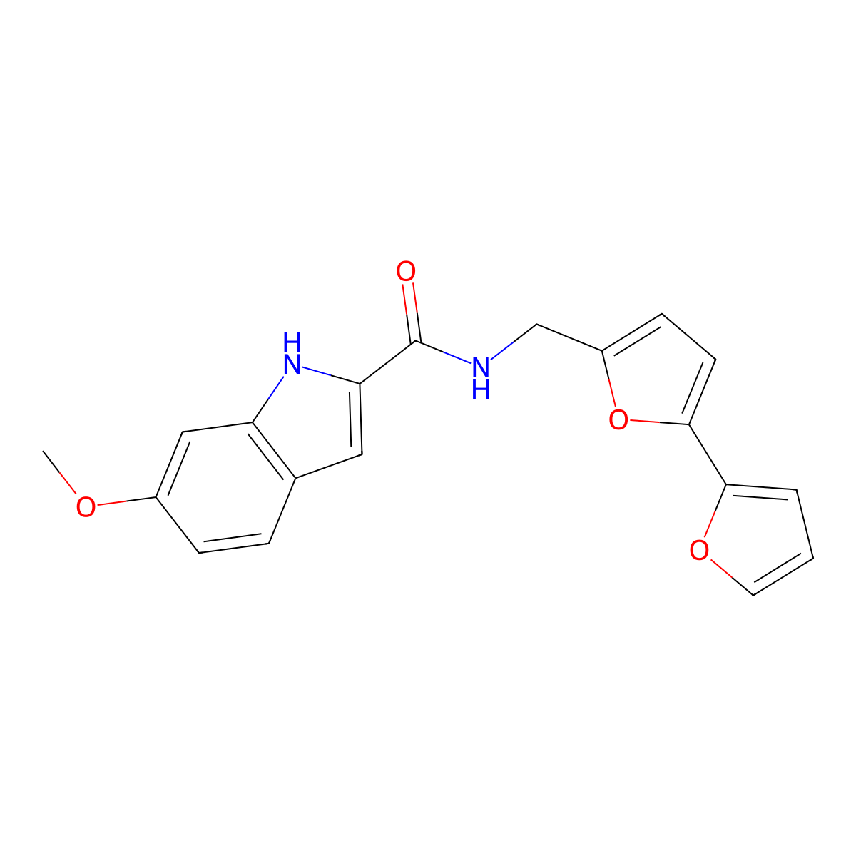 N-([2,2'-bifuran]-5-ylmethyl)-6-methoxy-1H-indole-2-carboxamide molecular structure, CAS 2034348-53-1