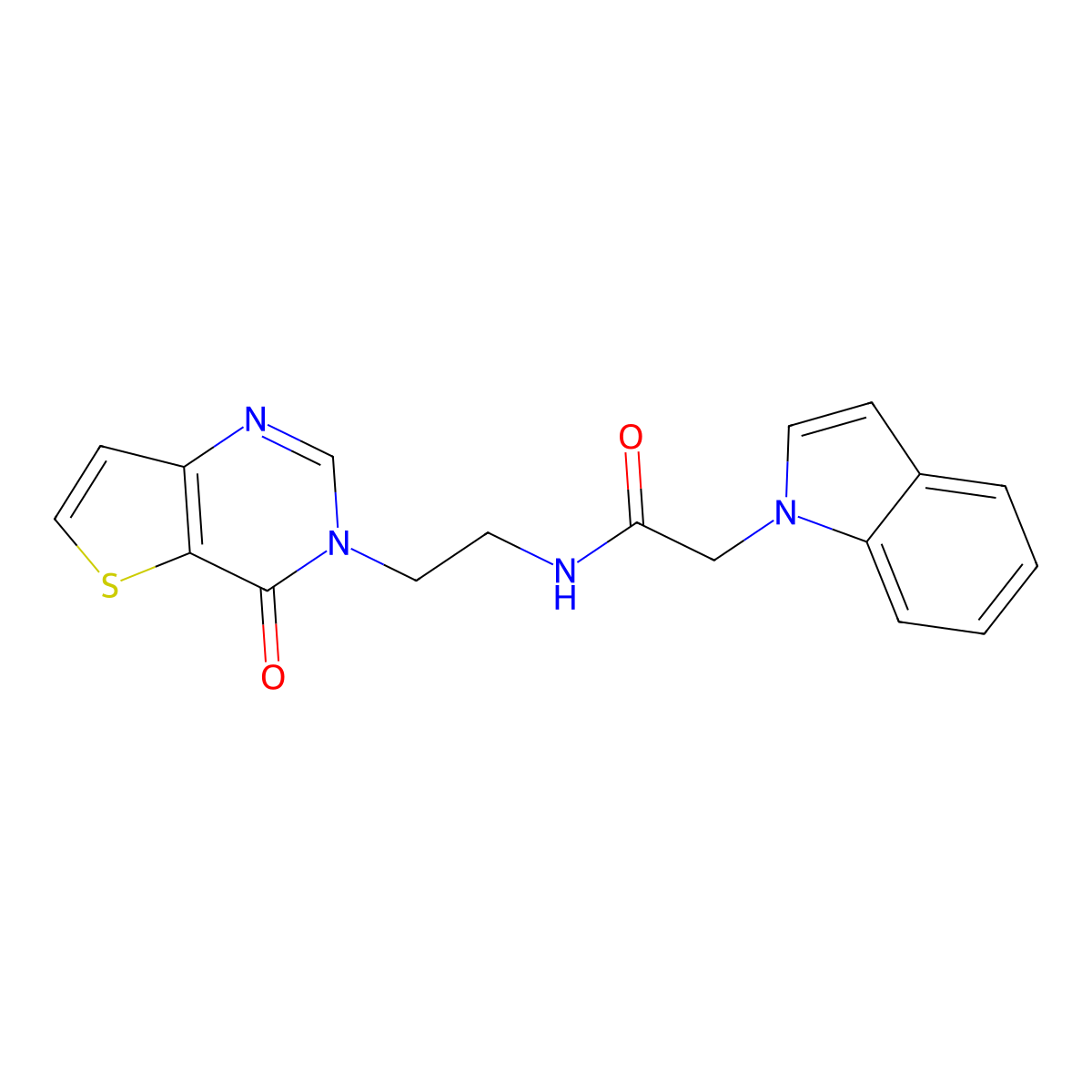 2-(1H-indol-1-yl)-N-(2-(4-oxothieno[3,2-d]pyrimidin-3(4H)-yl)ethyl)acetamide molecular structure, CAS 2034348-58-6