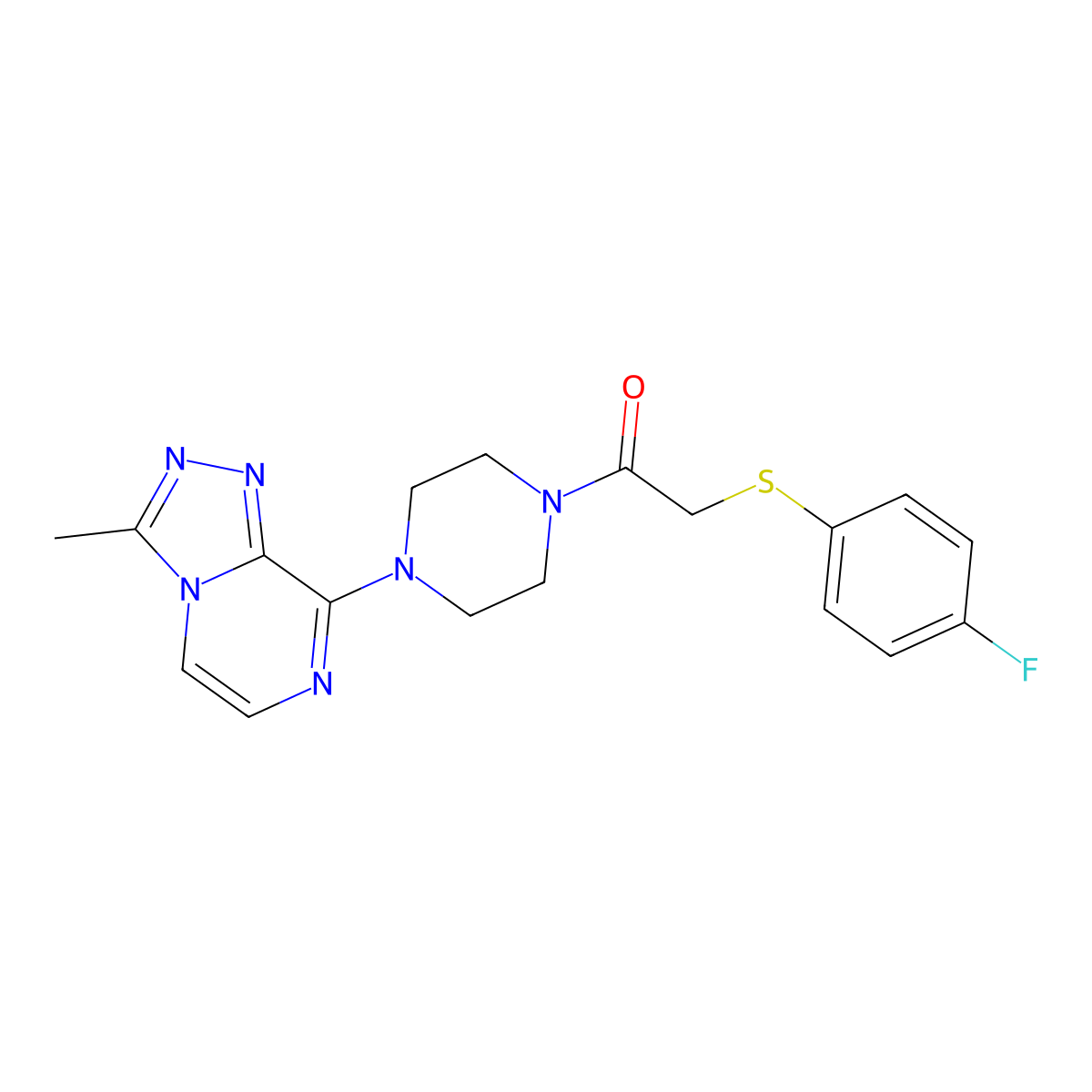 2-((4-Fluorophenyl)thio)-1-(4-(3-methyl-[1,2,4]triazolo[4,3-a]pyrazin-8-yl)piperazin-1-yl)ethanone molecular structure, CAS 2034348-61-1