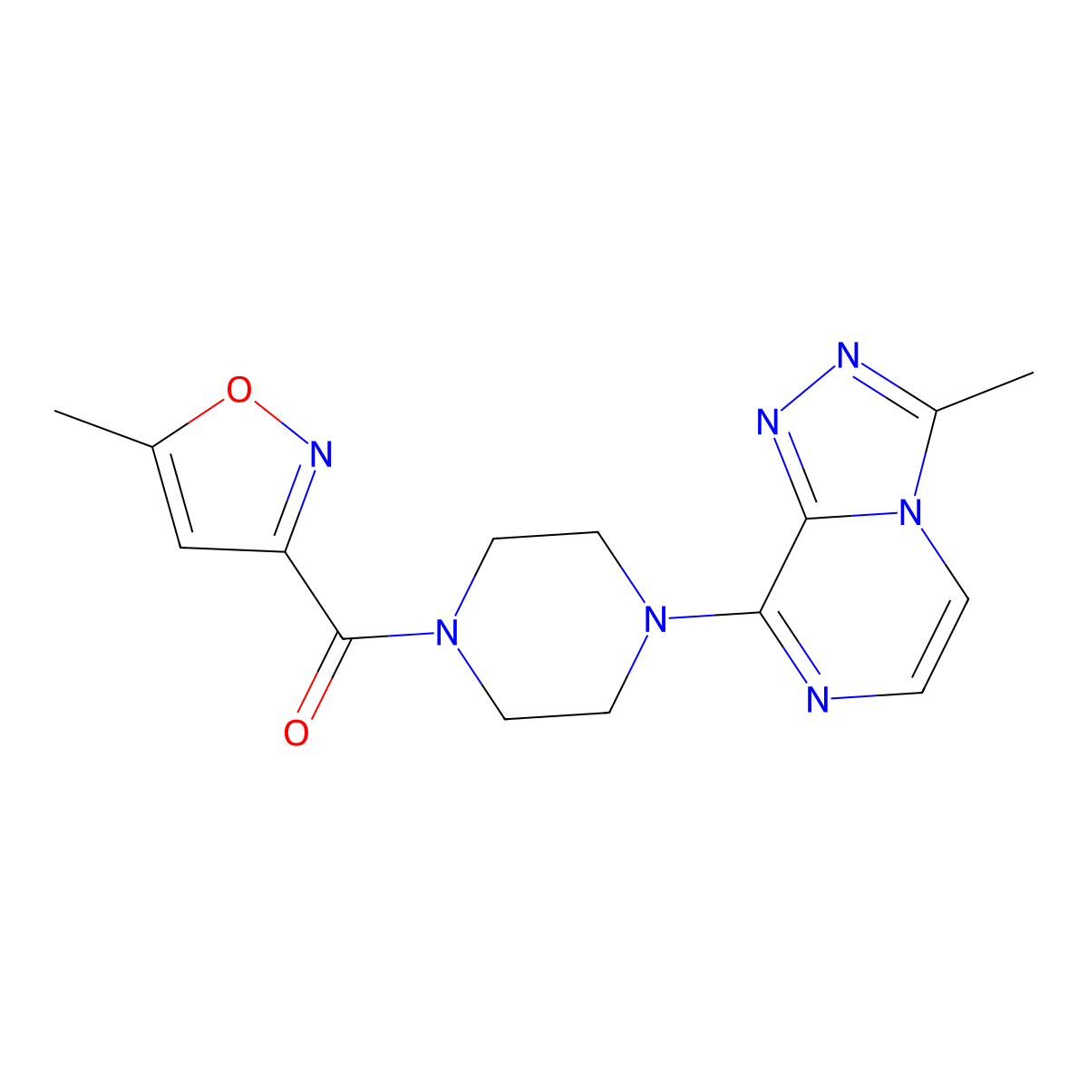 (4-(3-Methyl-[1,2,4]triazolo[4,3-a]pyrazin-8-yl)piperazin-1-yl)(5-methylisoxazol-3-yl)methanone molecular structure, CAS 2034348-65-5