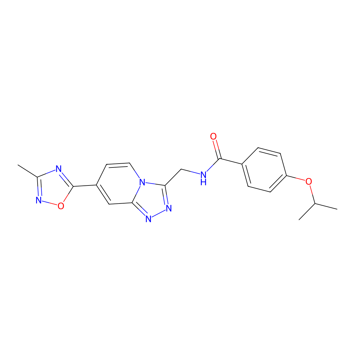 4-isopropoxy-N-((7-(3-methyl-1,2,4-oxadiazol-5-yl)-[1,2,4]triazolo[4,3-a]pyridin-3-yl)methyl)benzamide molecular structure, CAS 2034348-67-7