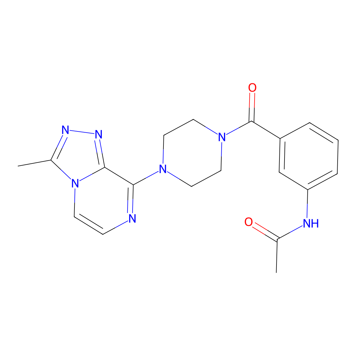 N-(3-(4-(3-methyl-[1,2,4]triazolo[4,3-a]pyrazin-8-yl)piperazine-1-carbonyl)phenyl)acetamide molecular structure, CAS 2034348-69-9