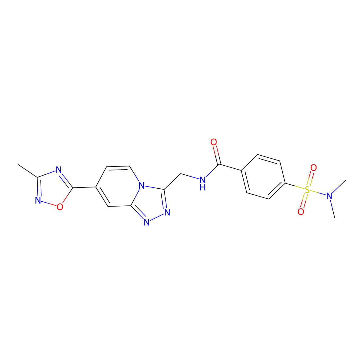 4-(N,N-dimethylsulfamoyl)-N-((7-(3-methyl-1,2,4-oxadiazol-5-yl)-[1,2,4]triazolo[4,3-a]pyridin-3-yl)methyl)benzamide molecular structure, CAS 2034348-72-4