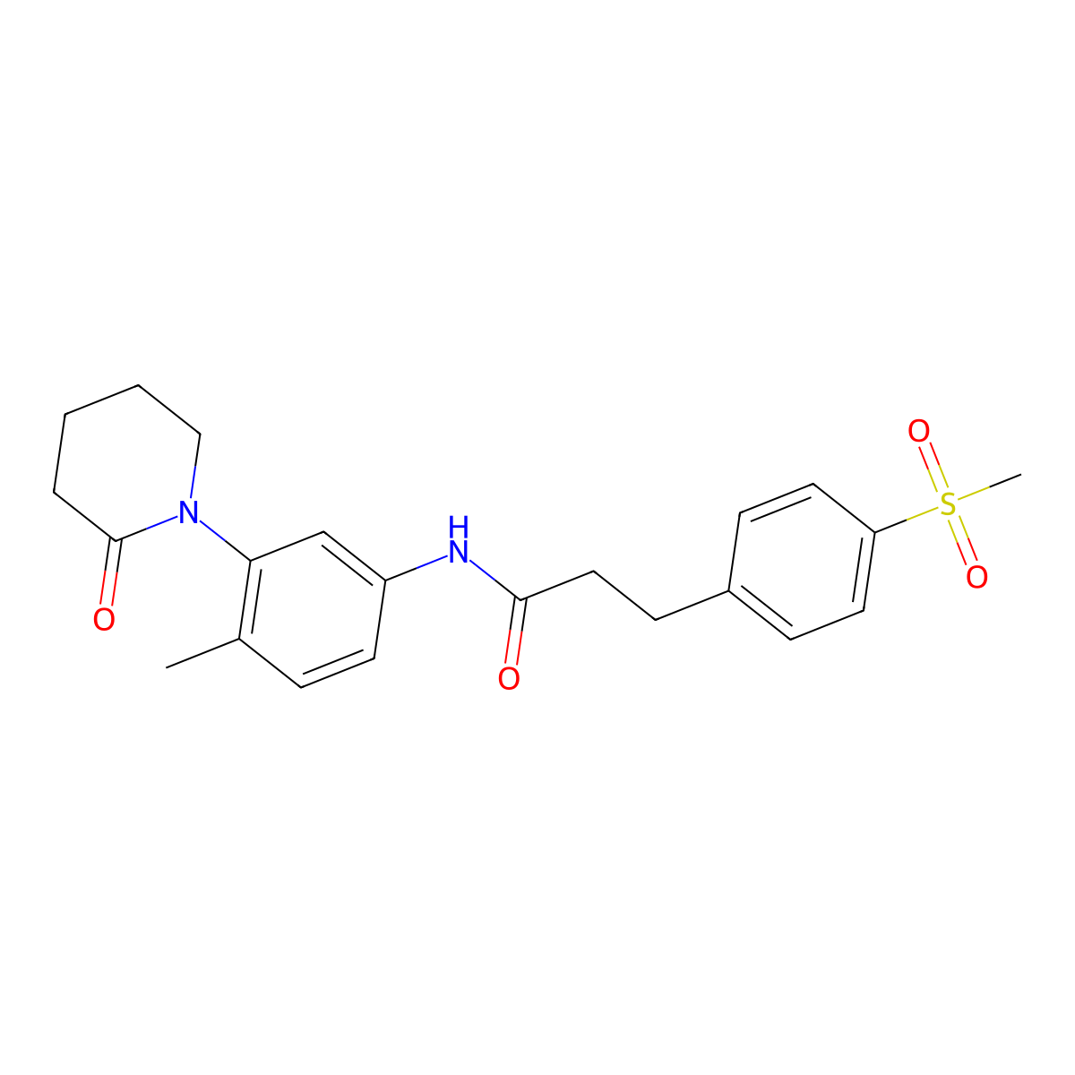 N-(4-methyl-3-(2-oxopiperidin-1-yl)phenyl)-3-(4-(methylsulfonyl)phenyl)propanamide molecular structure, CAS 2034348-78-0