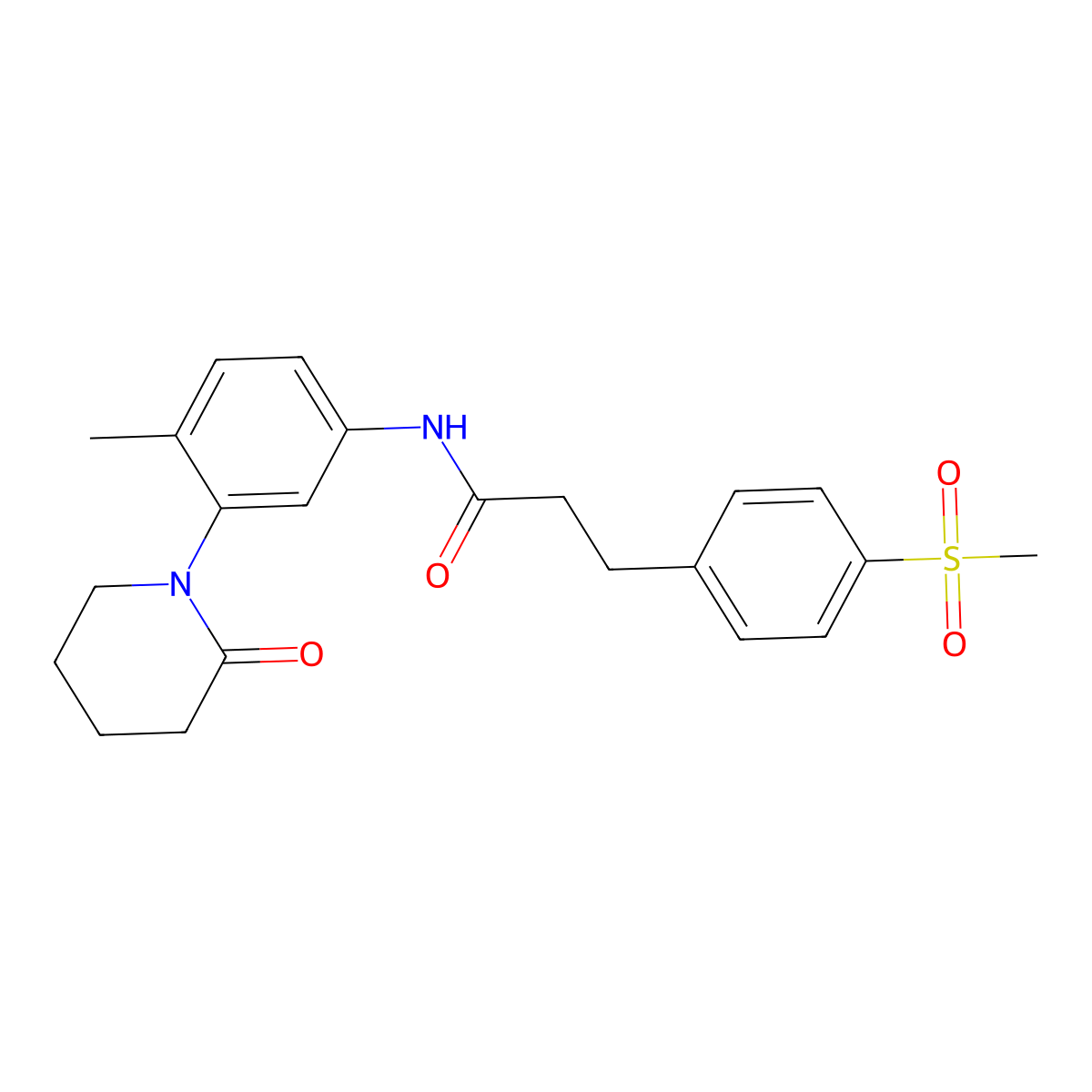 N-(4-methyl-3-(2-oxopiperidin-1-yl)phenyl)-3-(4-(methylsulfonyl)phenyl)propanamide molecular structure, CAS 2034348-78-0