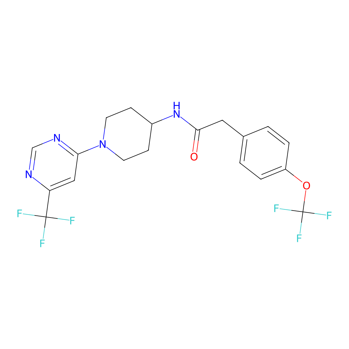 2-[4-(trifluoromethoxy)phenyl]-N-{1-[6-(trifluoromethyl)pyrimidin-4-yl]piperidin-4-yl}acetamide molecular structure, CAS 2034348-82-6