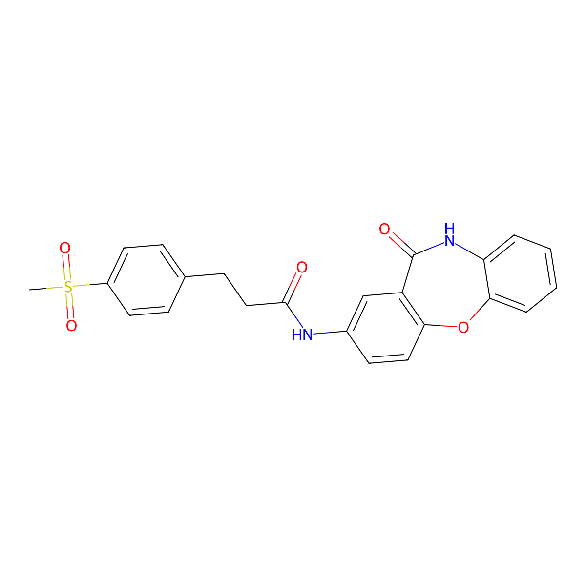 3-(4-(methylsulfonyl)phenyl)-N-(11-oxo-10,11-dihydrodibenzo[b,f][1,4]oxazepin-2-yl)propanamide molecular structure, CAS 2034348-86-0