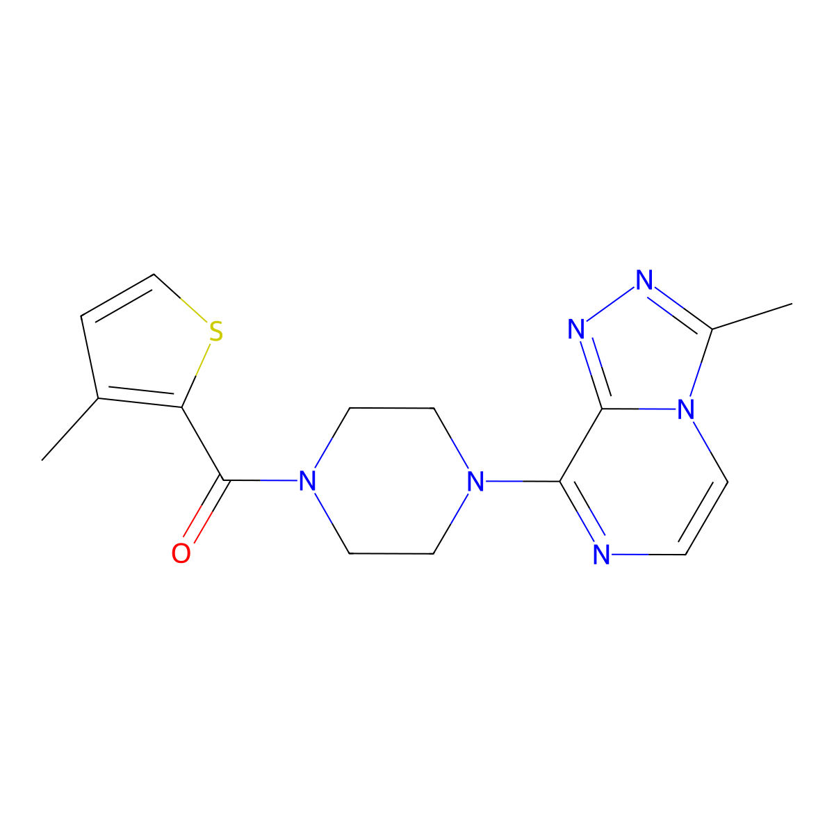 (4-(3-Methyl-[1,2,4]triazolo[4,3-a]pyrazin-8-yl)piperazin-1-yl)(3-methylthiophen-2-yl)methanone molecular structure, CAS 2034348-88-2