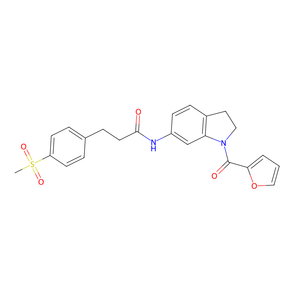 N-(1-(furan-2-carbonyl)indolin-6-yl)-3-(4-(methylsulfonyl)phenyl)propanamide molecular structure, CAS 2034348-91-7