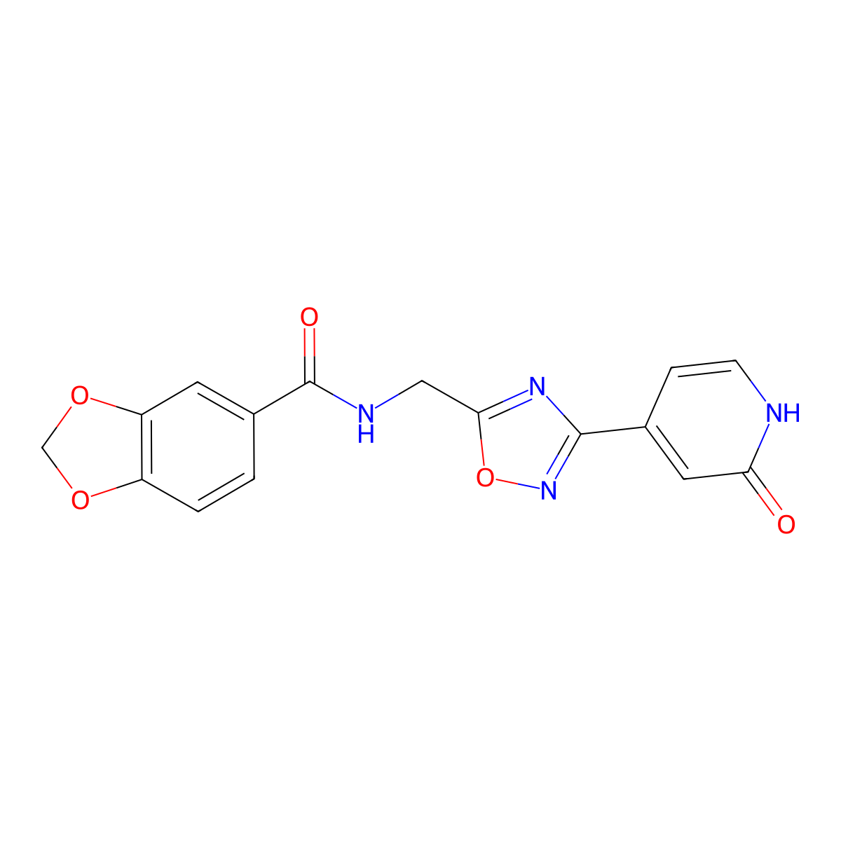 N-((3-(2-oxo-1,2-dihydropyridin-4-yl)-1,2,4-oxadiazol-5-yl)methyl)benzo[d][1,3]dioxole-5-carboxamide molecular structure, CAS 2034349-10-3