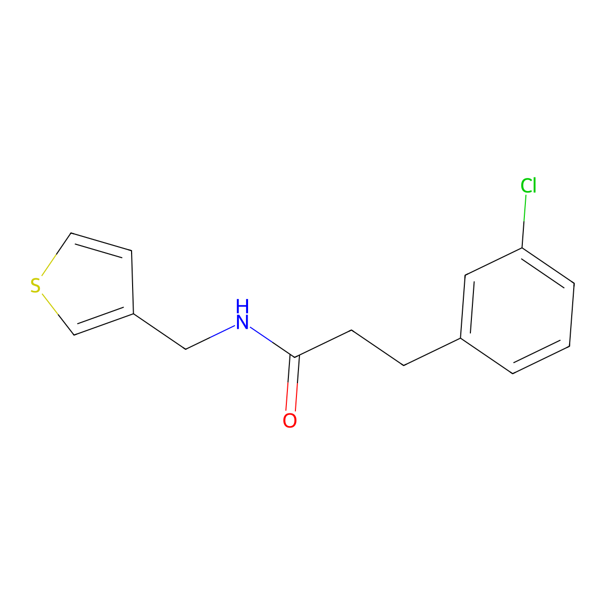 3-(3-chlorophenyl)-N-(thiophen-3-ylmethyl)propanamide molecular structure, CAS 2034349-11-4