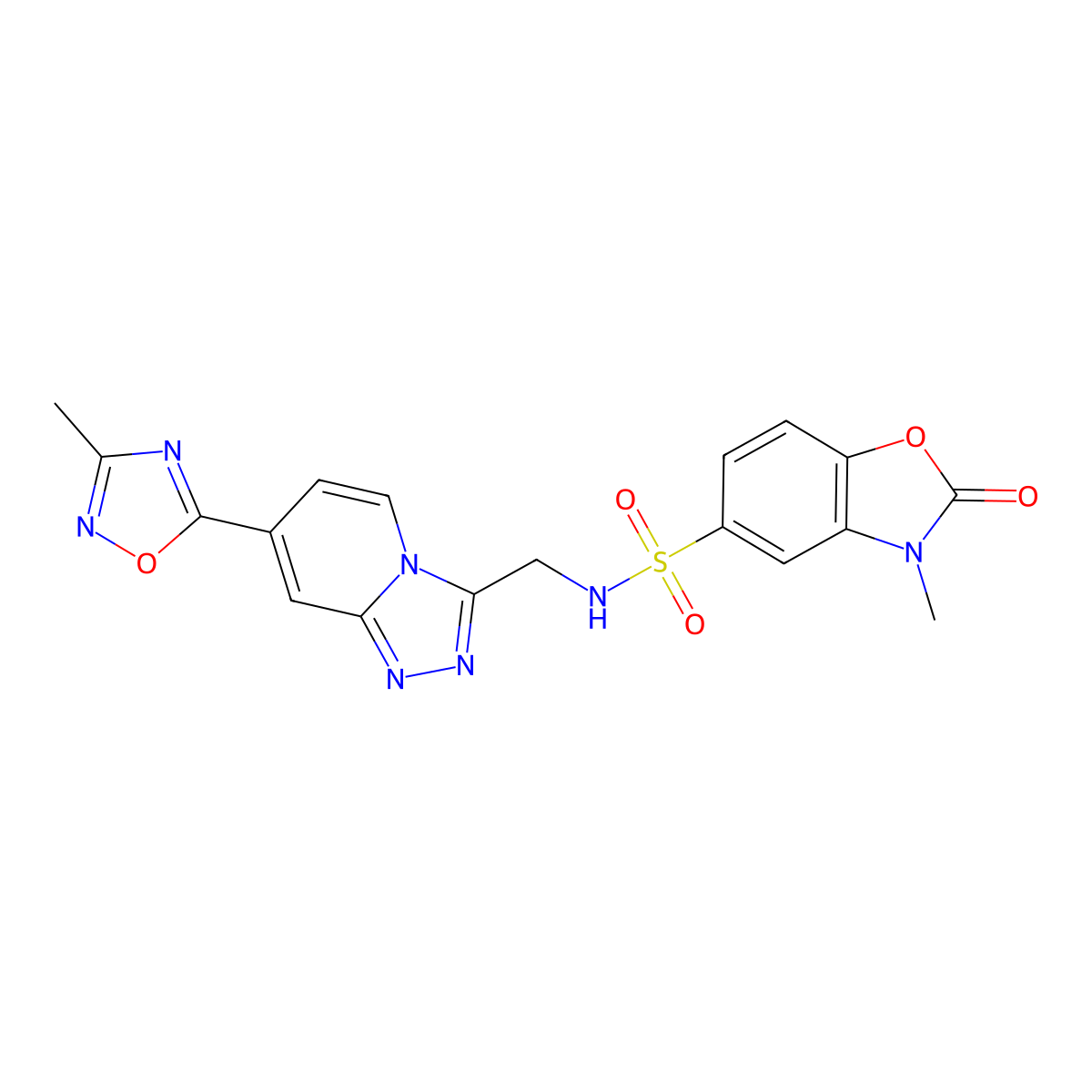 3-methyl-N-((7-(3-methyl-1,2,4-oxadiazol-5-yl)-[1,2,4]triazolo[4,3-a]pyridin-3-yl)methyl)-2-oxo-2,3-dihydrobenzo[d]oxazole-5-sulfonamide molecular structure, CAS 2034349-12-5
