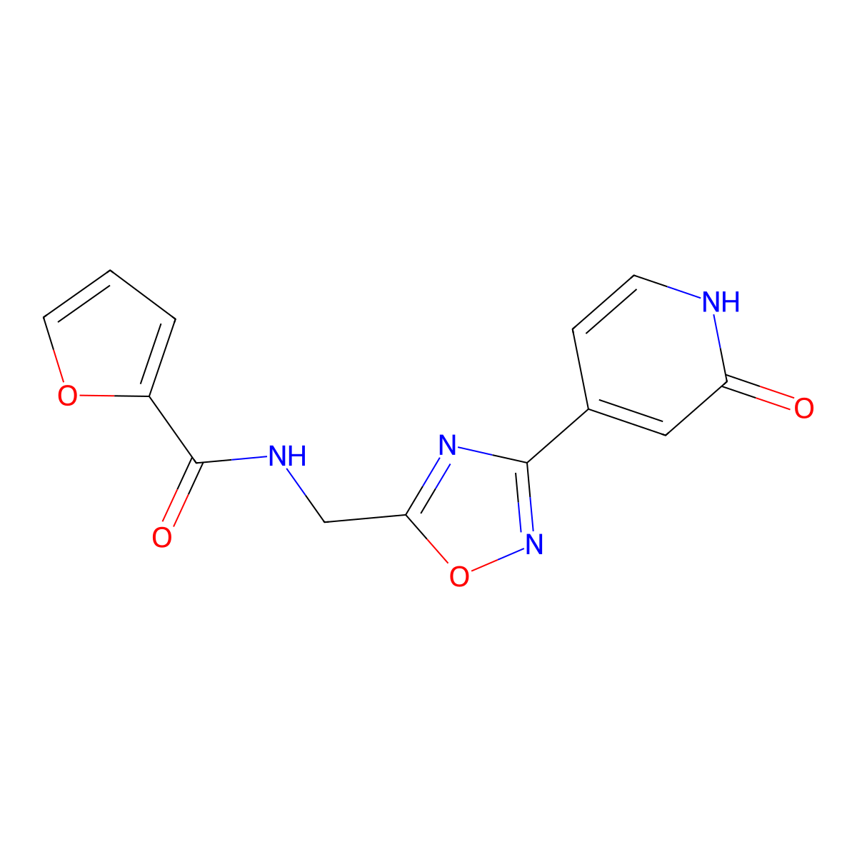 N-((3-(2-oxo-1,2-dihydropyridin-4-yl)-1,2,4-oxadiazol-5-yl)methyl)furan-2-carboxamide molecular structure, CAS 2034349-22-7