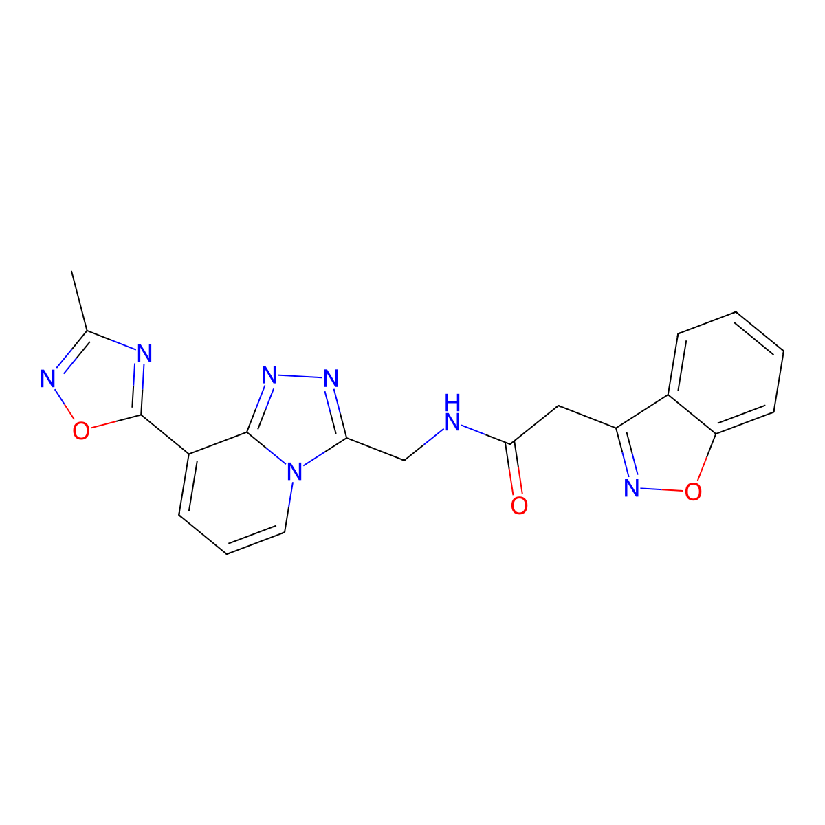 2-(benzo[d]isoxazol-3-yl)-N-((8-(3-methyl-1,2,4-oxadiazol-5-yl)-[1,2,4]triazolo[4,3-a]pyridin-3-yl)methyl)acetamide molecular structure, CAS 2034349-24-9