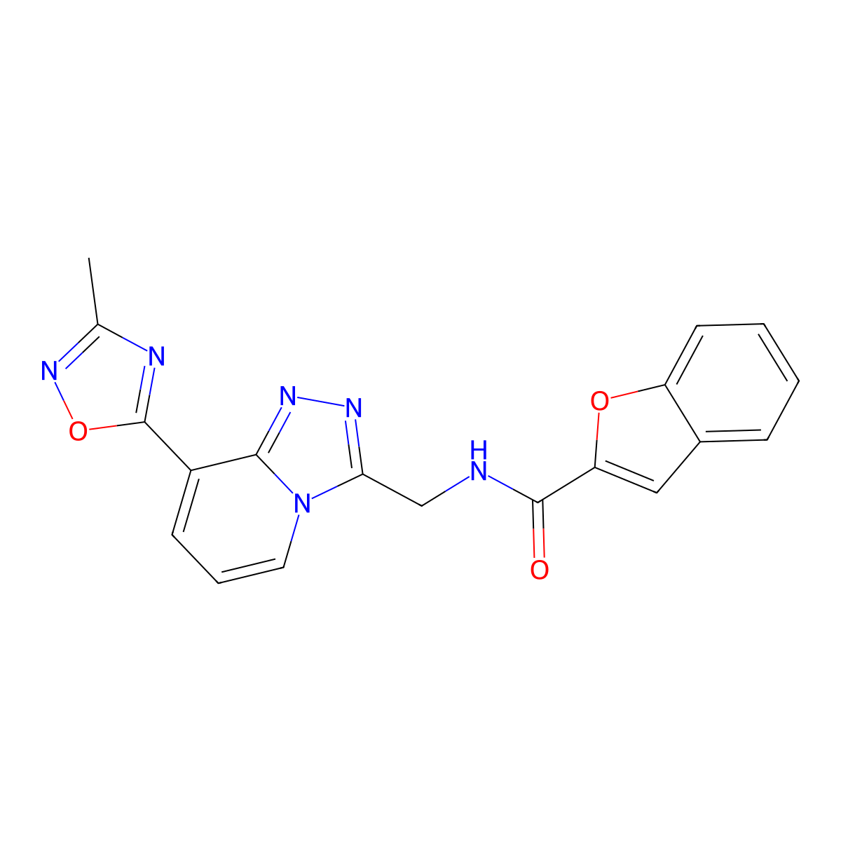 N-((8-(3-methyl-1,2,4-oxadiazol-5-yl)-[1,2,4]triazolo[4,3-a]pyridin-3-yl)methyl)benzofuran-2-carboxamide molecular structure, CAS 2034349-35-2