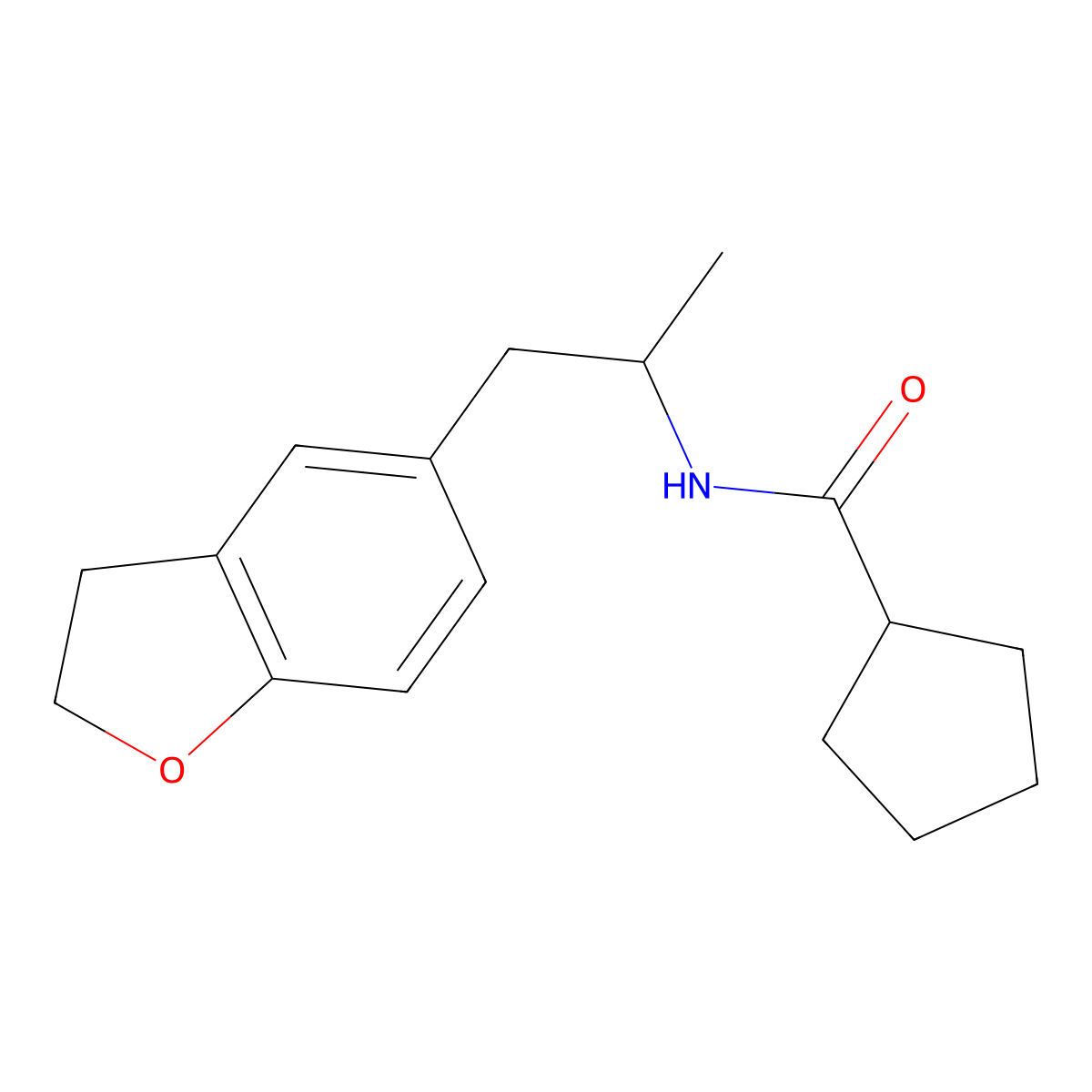 N-(1-(2,3-dihydrobenzofuran-5-yl)propan-2-yl)cyclopentanecarboxamide molecular structure, CAS 2034349-36-3