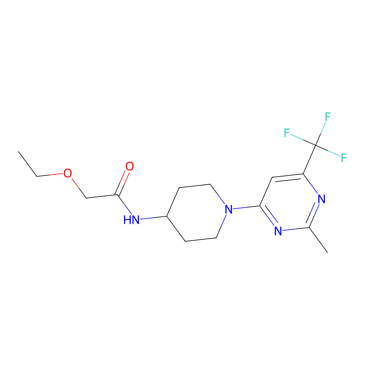 2-ethoxy-N-(1-(2-methyl-6-(trifluoromethyl)pyrimidin-4-yl)piperidin-4-yl)acetamide molecular structure, CAS 2034349-37-4
