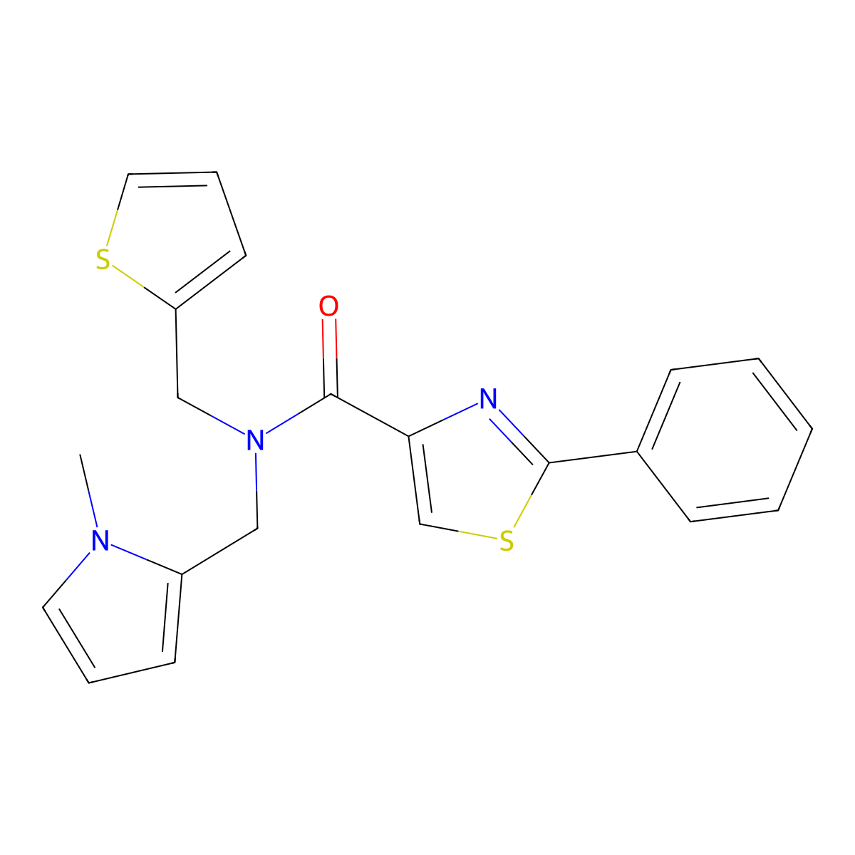 N-((1-methyl-1H-pyrrol-2-yl)methyl)-2-phenyl-N-(thiophen-2-ylmethyl)thiazole-4-carboxamide molecular structure, CAS 2034349-40-9